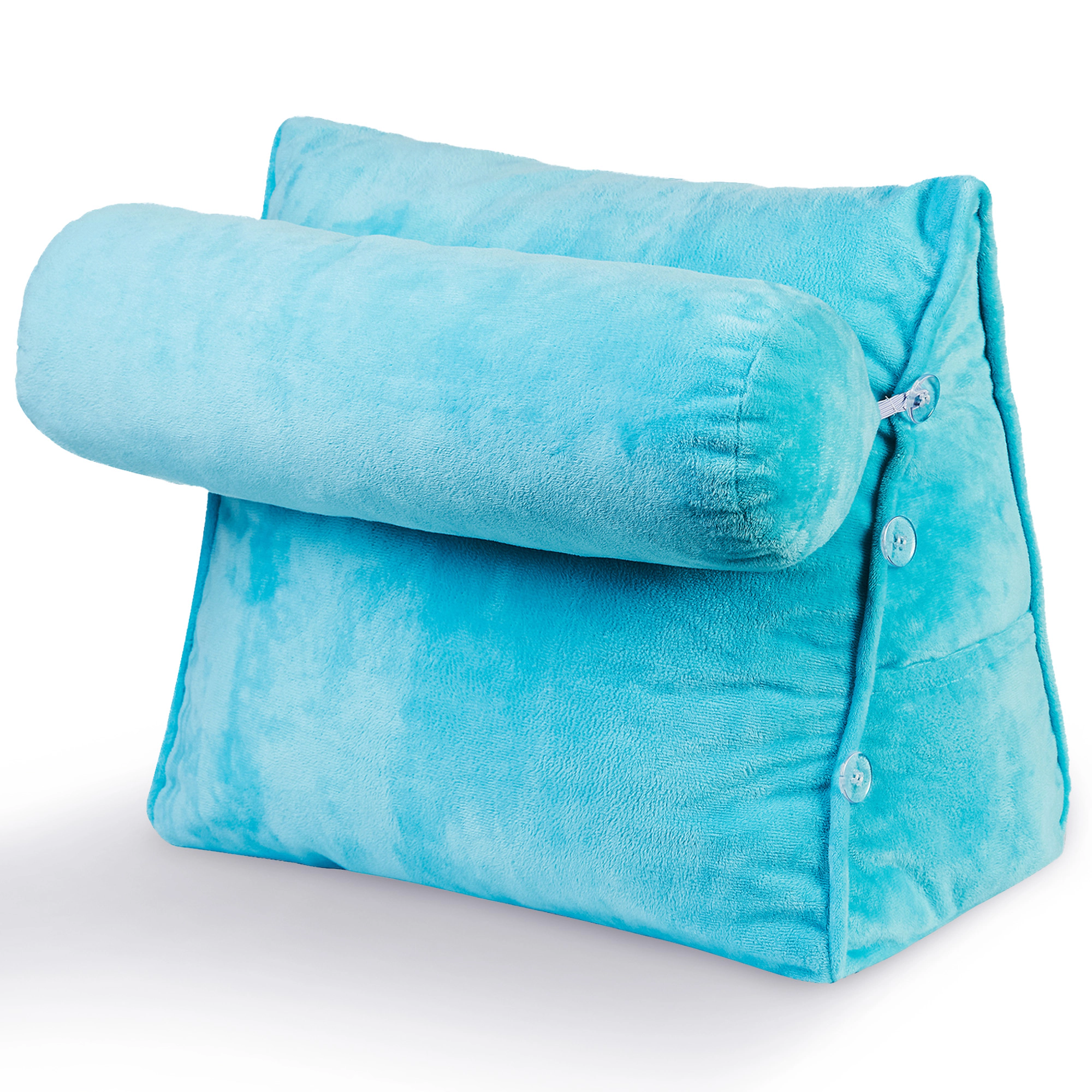 Cheer Collection Wedge Reading Pillow with Adjustable Neck Roll and Side Pocket