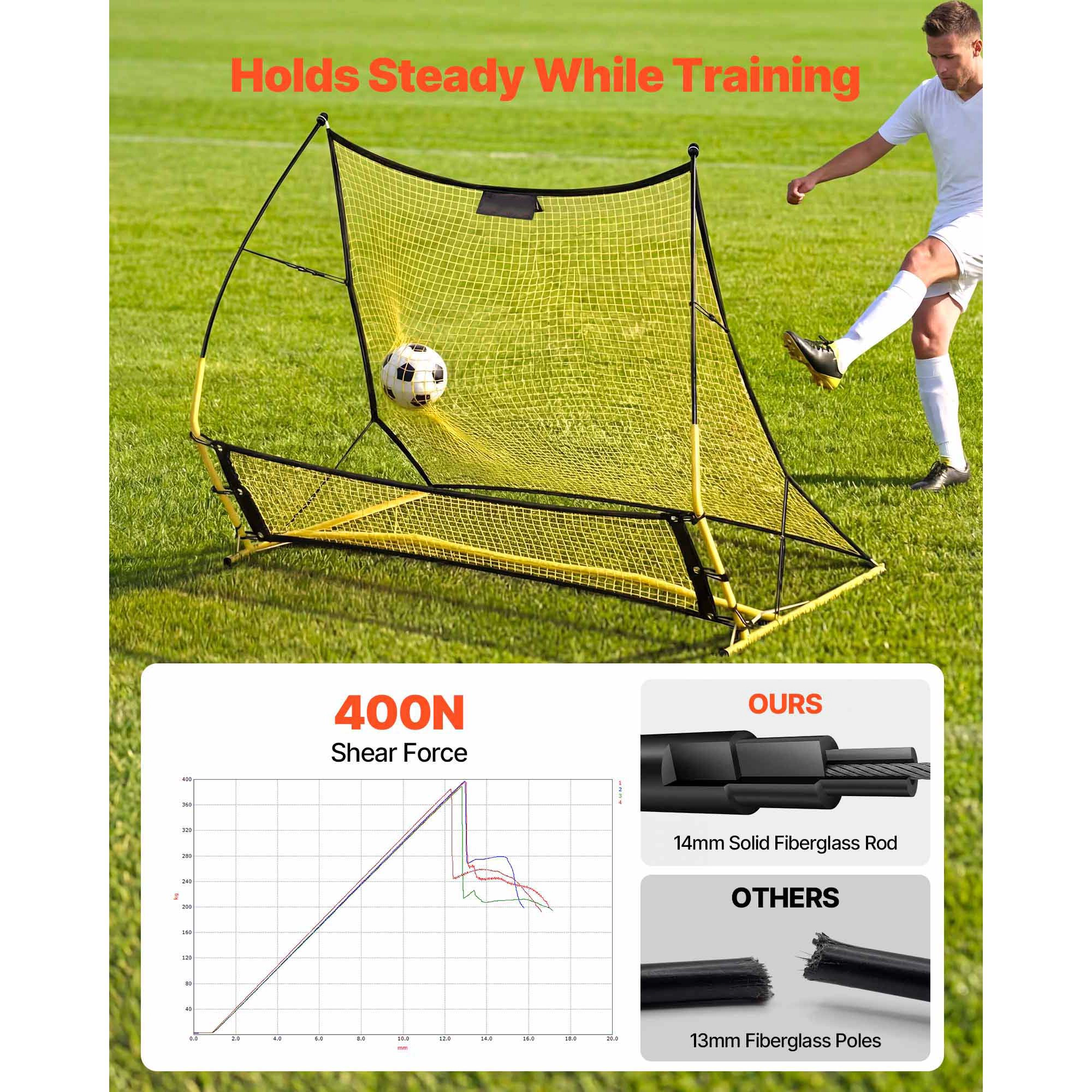 HONGGE Soccer Rebounder Net for Control Passing Practice, Iron & Net, Easy Setup Ball Training Equipment