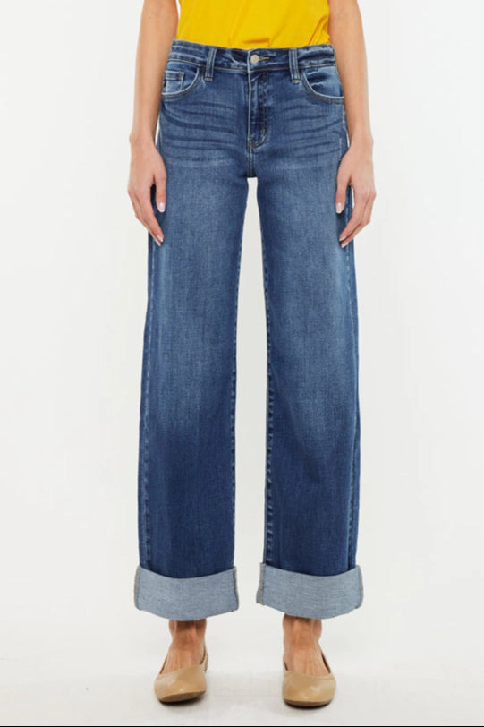 KanCan Women's Essentials High Rise Wide Leg Jeans Ivanna