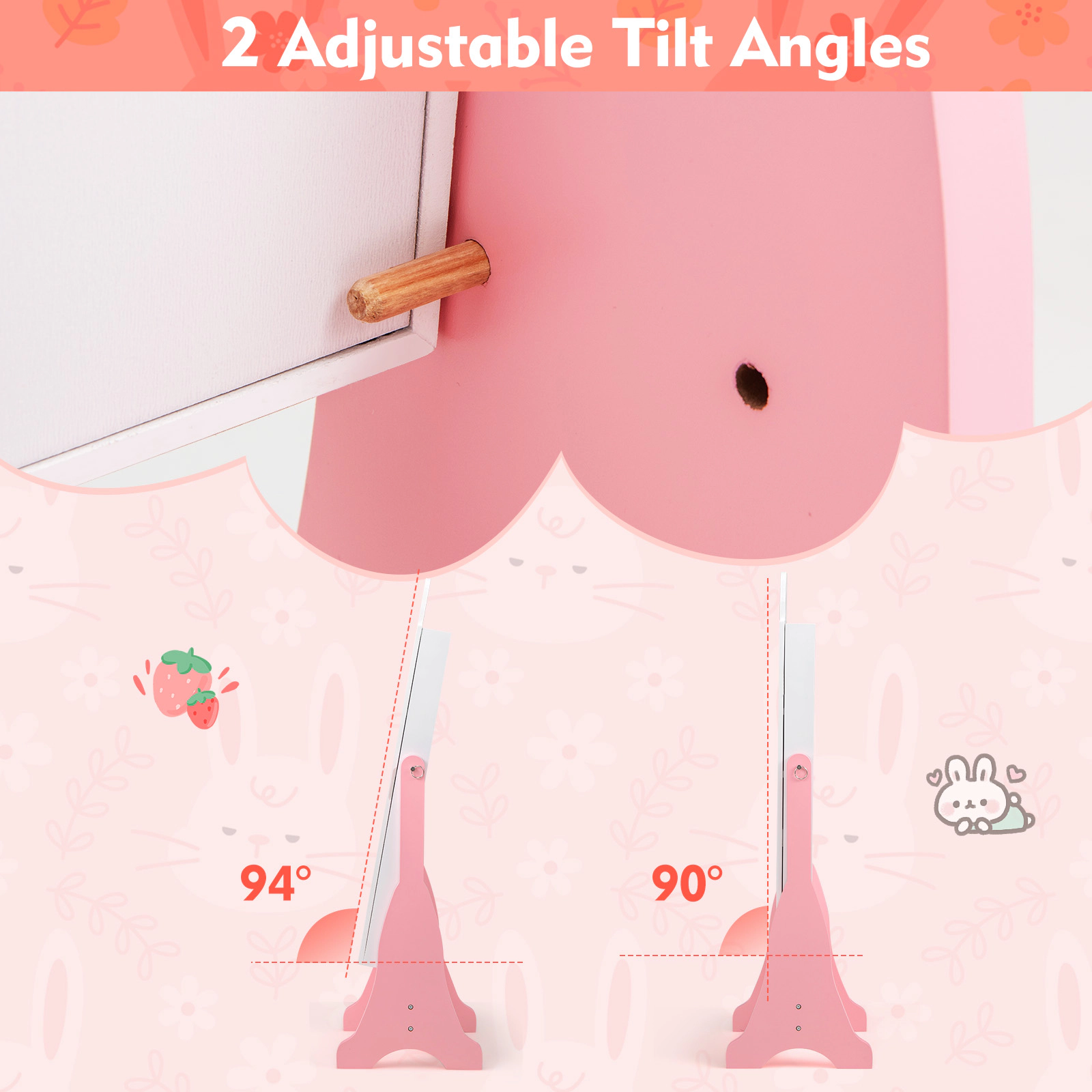 SUGIFT 45-in Kids Dress-Up Mirror Cabinet Full-Length Jewelry Armoire with 2 Tilt Angles Hooks and Drawers