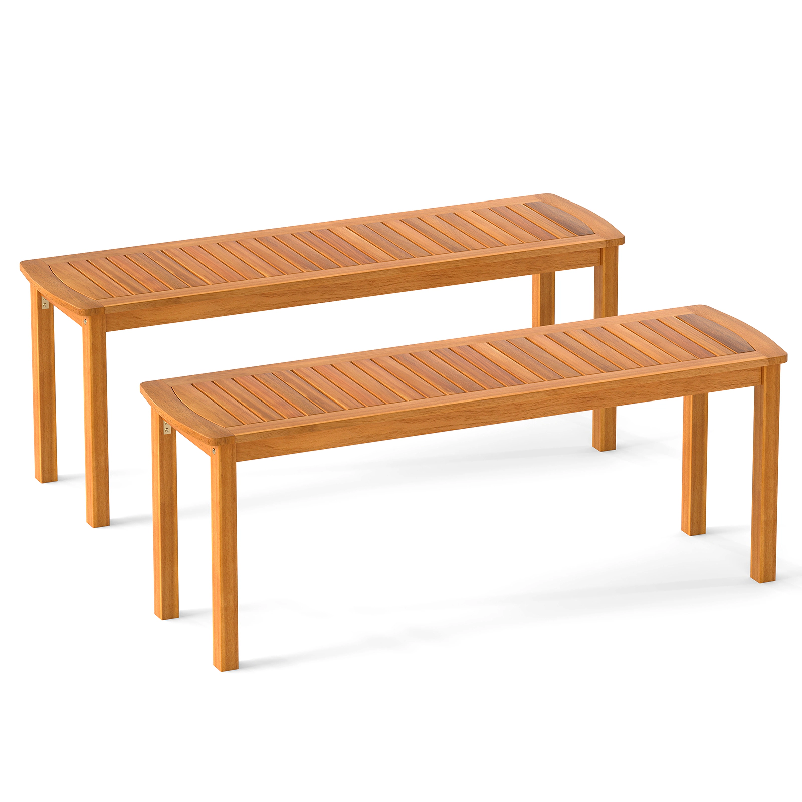 LJG Acacia Wood Outdoor Bench with Slatted Seat for Garden