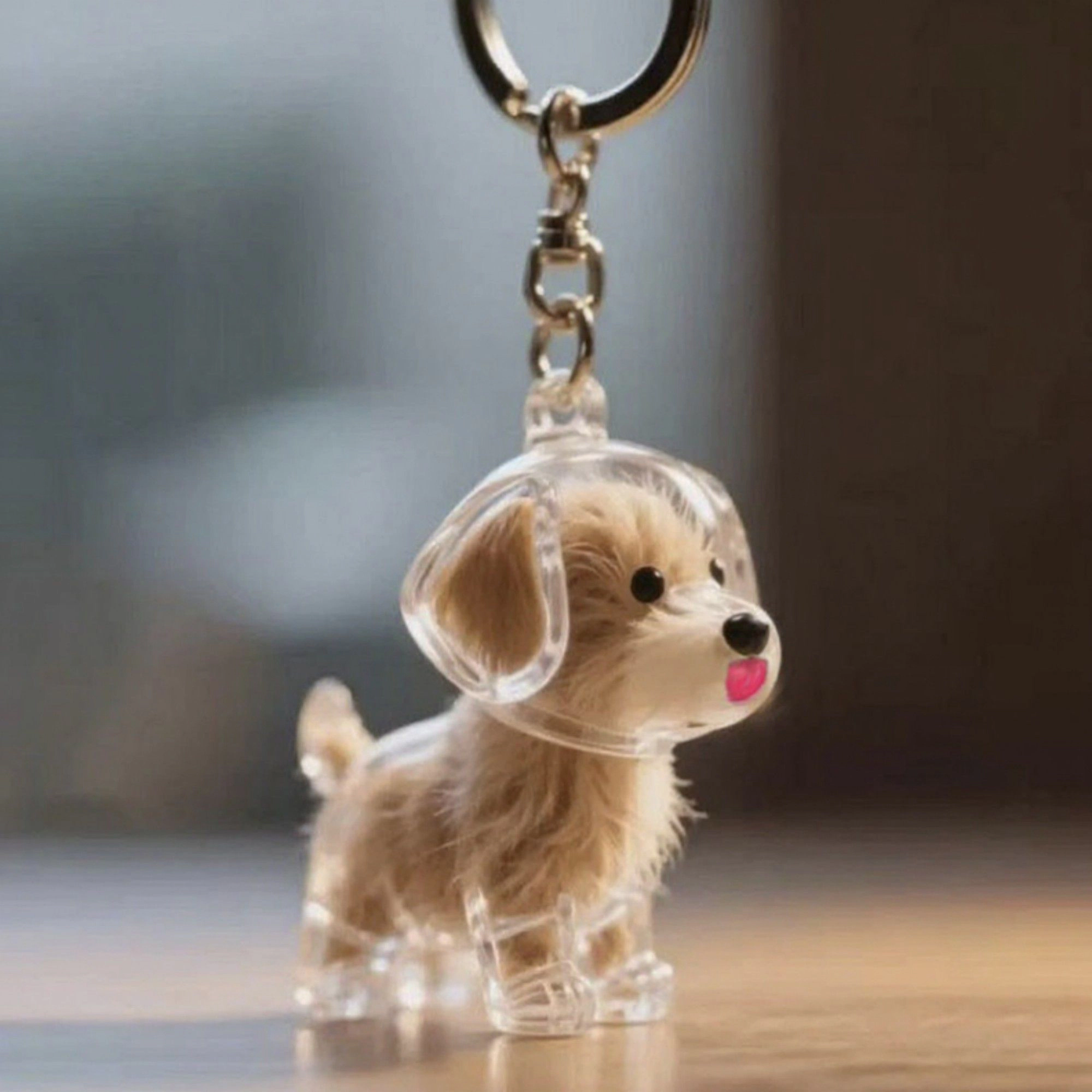 Alilang Women's Transparent Dog Storage Capsule Keychain with Mini Charm and Keepsake Hair Holder