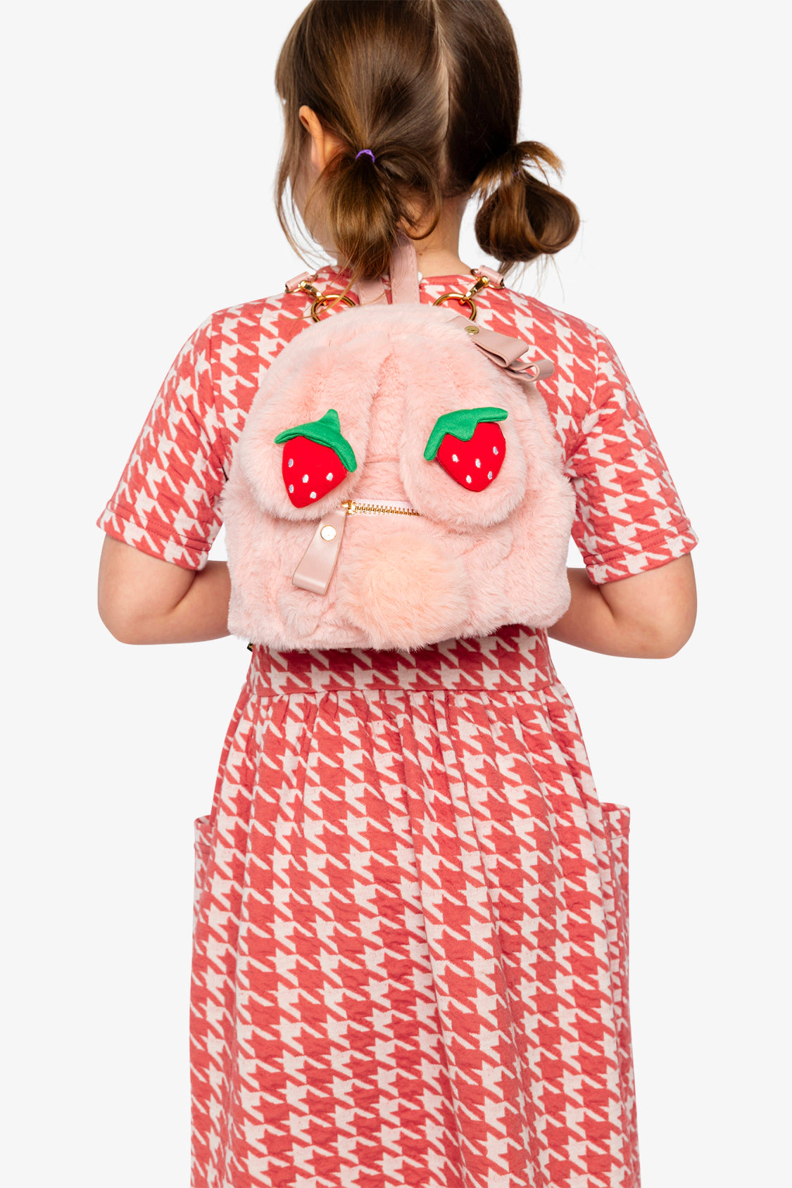 Deux par Deux Girls Strawberry Detail Bunny Bag with Backpack Straps