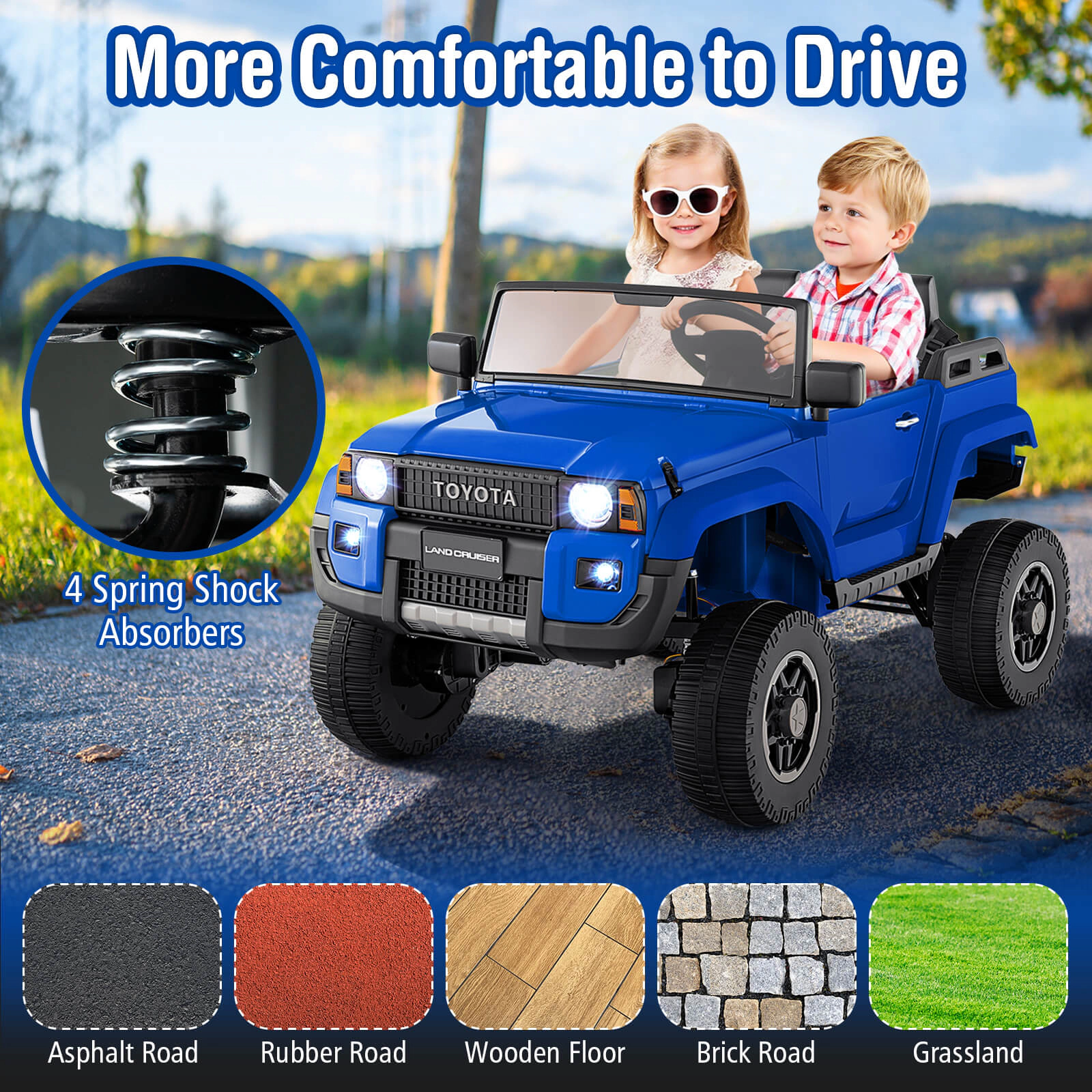 Costway 24V 2 Seater Ride on Car for Kids Licensed Toyota LC250 Truck with Remote