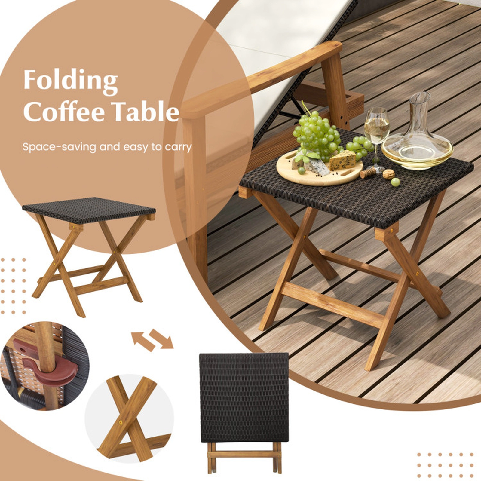 SUGIFT 4-Position Rattan Outdoor Chaise Lounge Chair with Armrests 800-Lb Capacity 79-in Recliner Off White Mix Brown