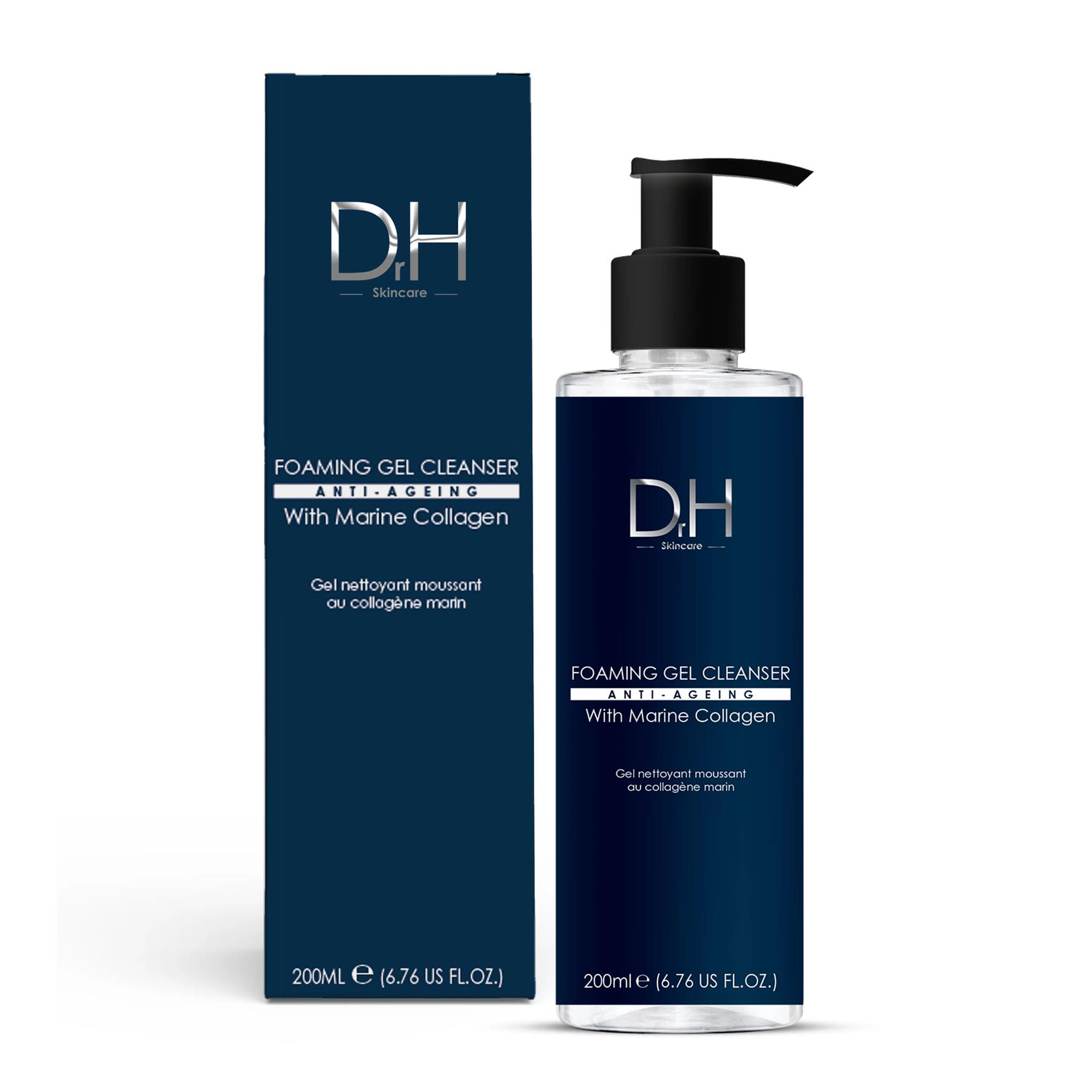 Dr H Foaming Gel Cleanser with Marine Collagen for Acne, Pores & Brightening 6.8 oz