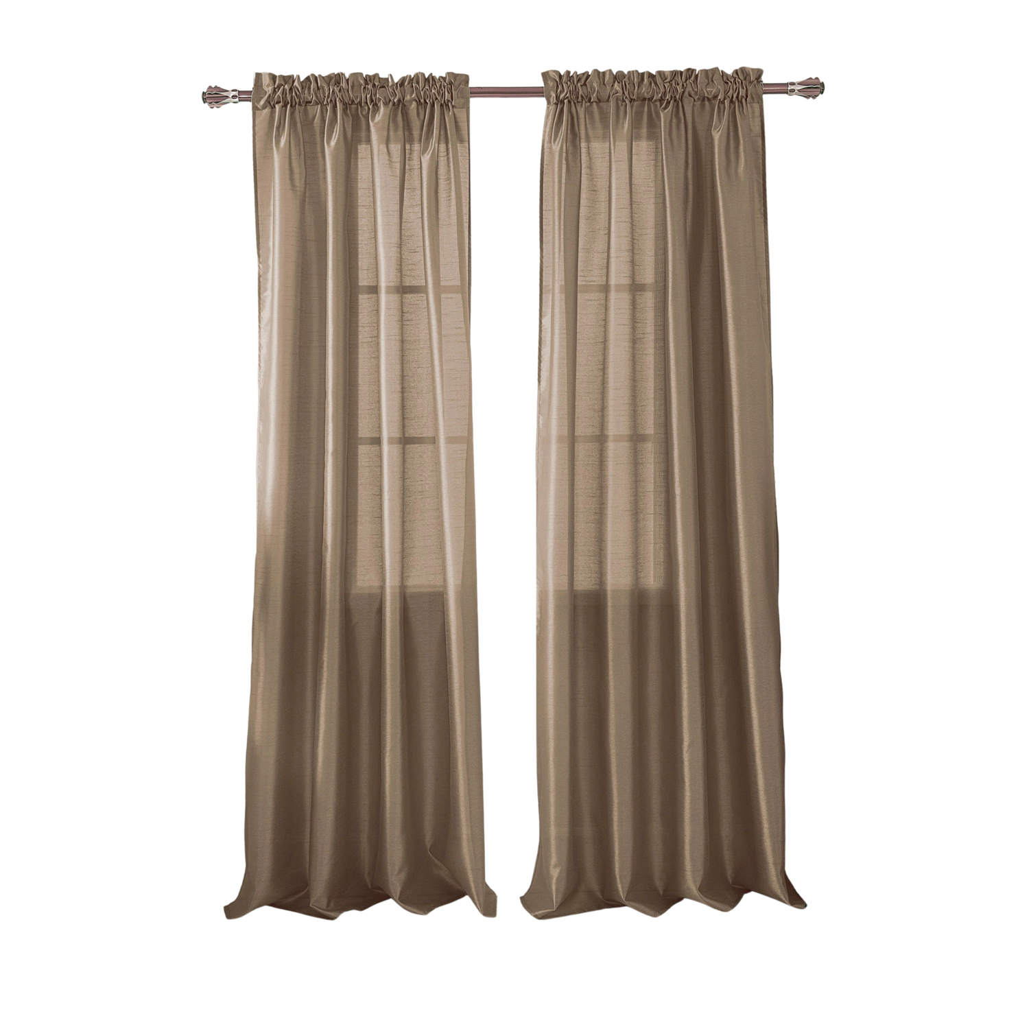 RT Designers Collection 100% Polyester 82 GSM Faux Silk Nikki Rod Pocket Curtain Panel 54" x 95" Taupe