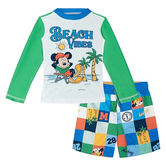 Disney Boys' 2-Piece Swimwear Rash Guard and Swim Trunks Set