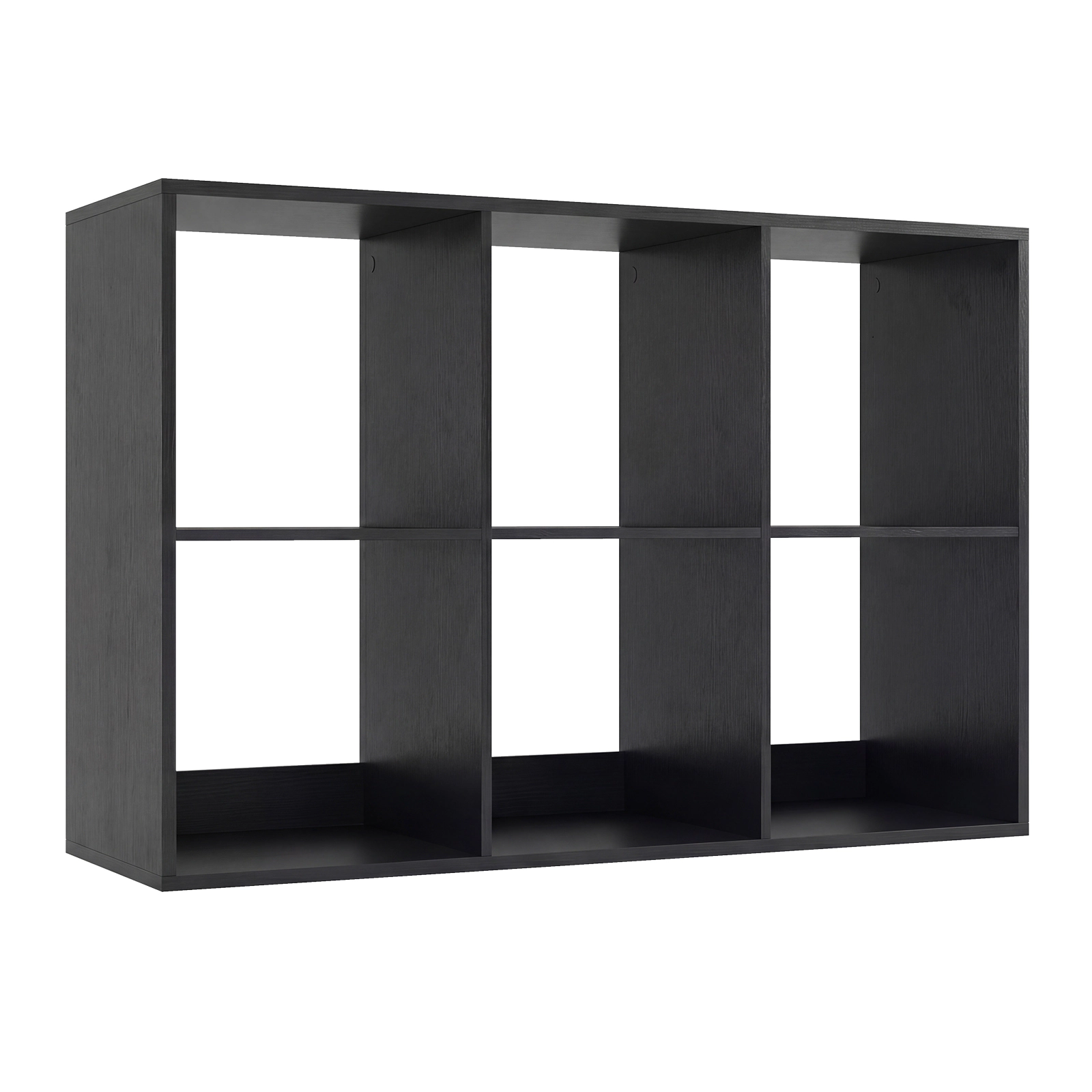 SUGIFT 6-Cube Engineered Wood Bookshelf with Back Guardrail 154-lb Tabletop Capacity 44-lb Cube Capacity Black