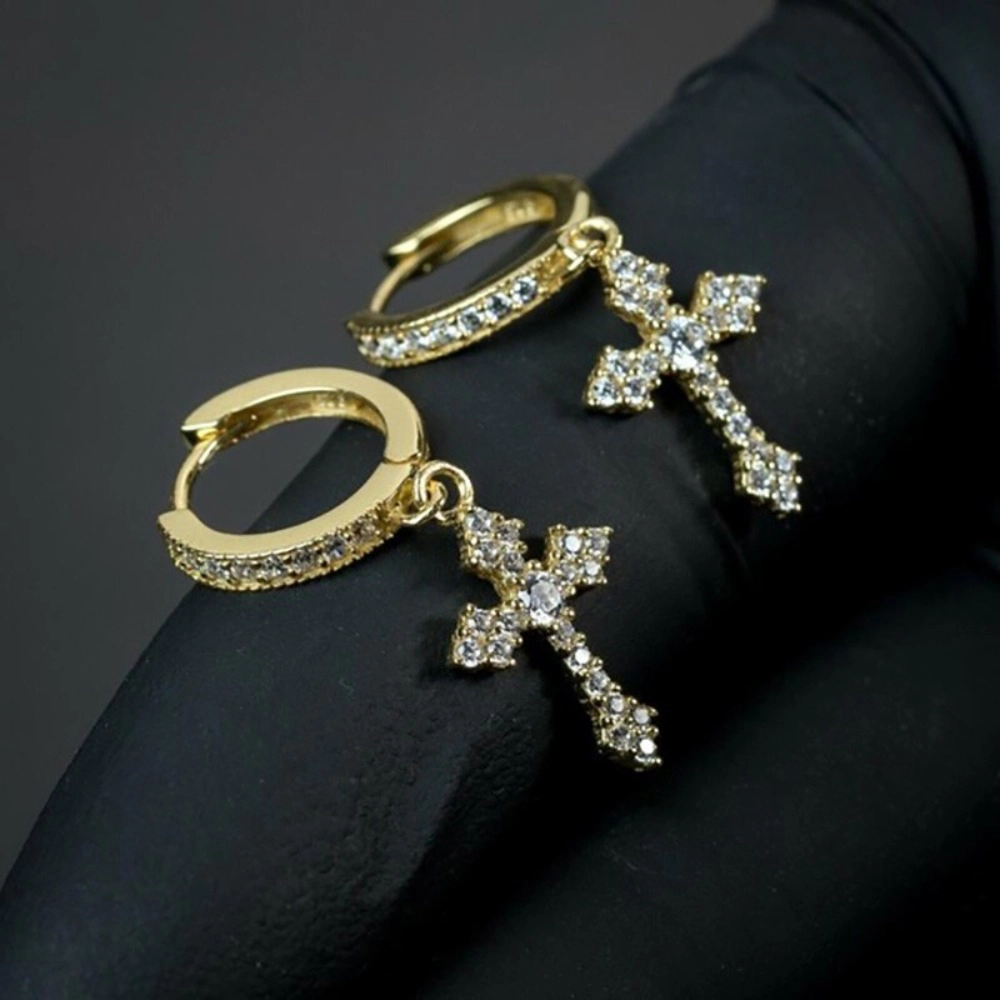 Fancy Cross Dangle Earrings for Women with Dazzling CZ Stones