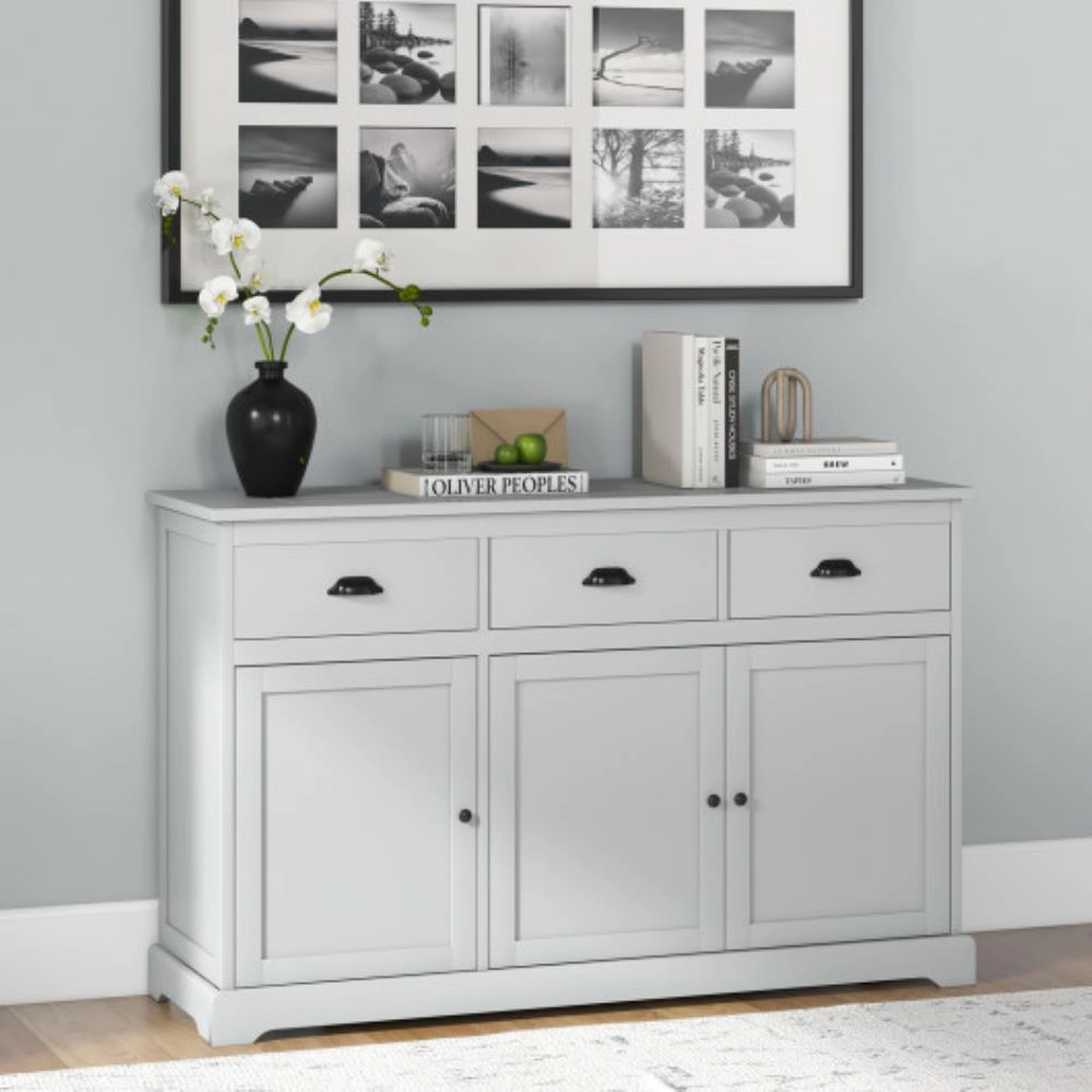 Hivvago 3 Drawers Sideboard Buffet Storage With Adjustable Shelves