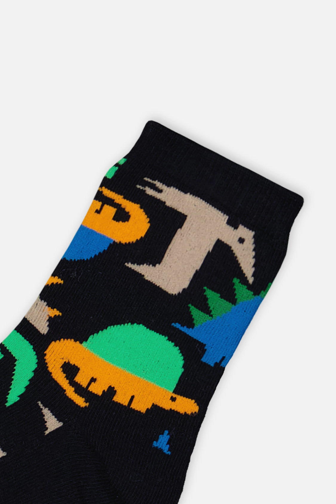 Deux par Boys Checkered, Striped and Dinosaur Print Ribbed Cuff Socks