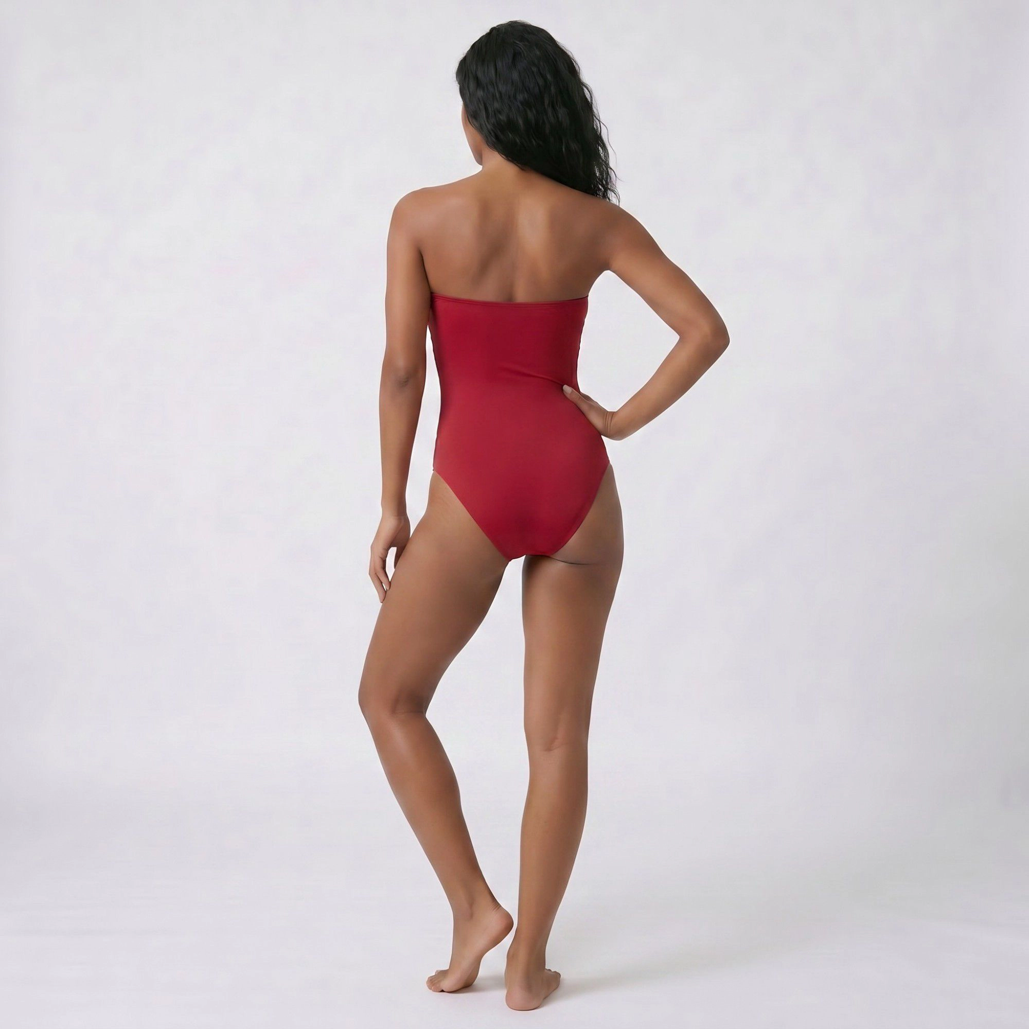 Anna-Kaci Women's 2-Piece Strapless One Piece Swimsuit with Sheer Wrap Skirt