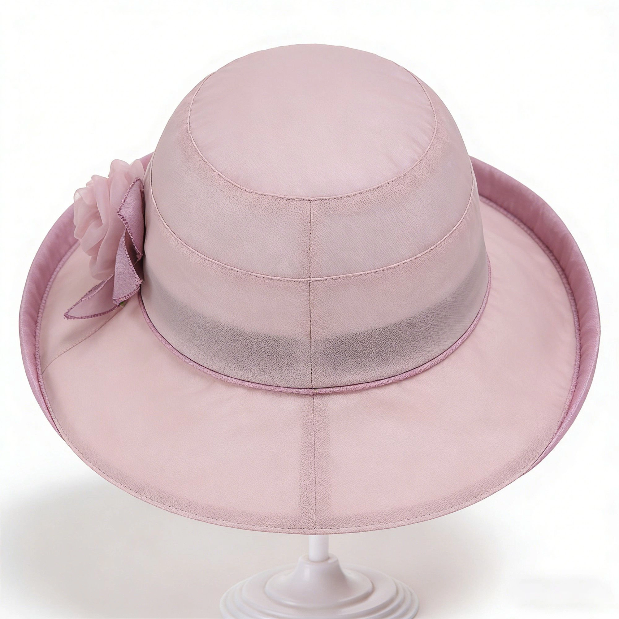 Anna-Kaci Womens Wide Brim Mesh Sun Hat Elegant Flower Accent Summer Garden Party Hat