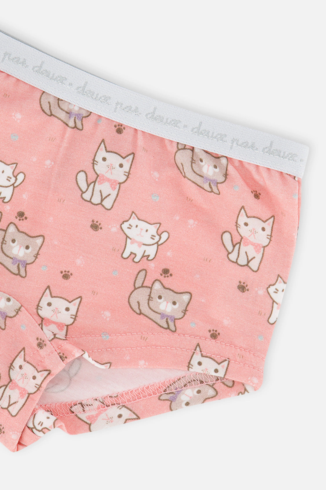 Deux par Girls Cat, Floral and Koala Print Boyshort Panty Pack of 3 with Elastic Waistbands