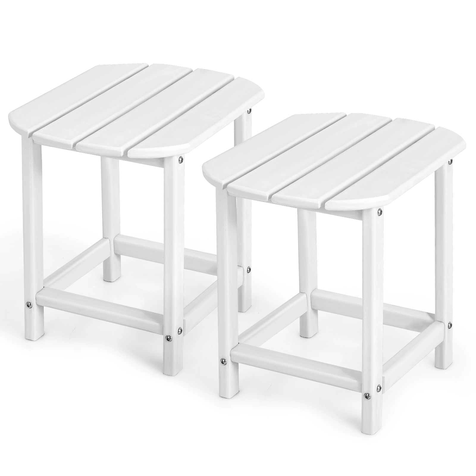 SUGIFT Set of 2 White HDPE Adirondack Outdoor Side Tables, 19 x 14.5 x 18 in