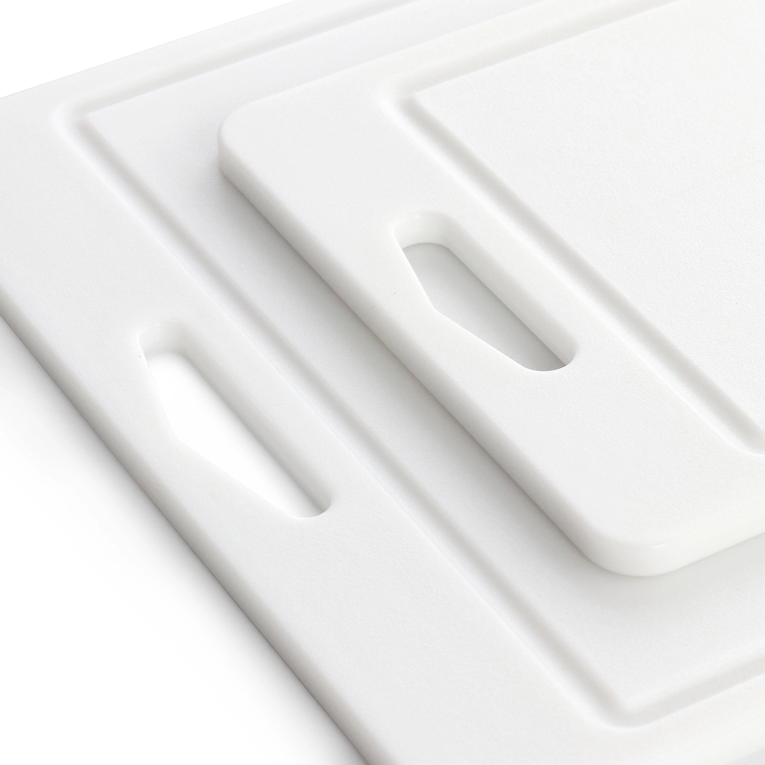Martha Stewart Everyday Fayer 2 Piece Polypropylene 16in and 12in Cutting Board Set in White