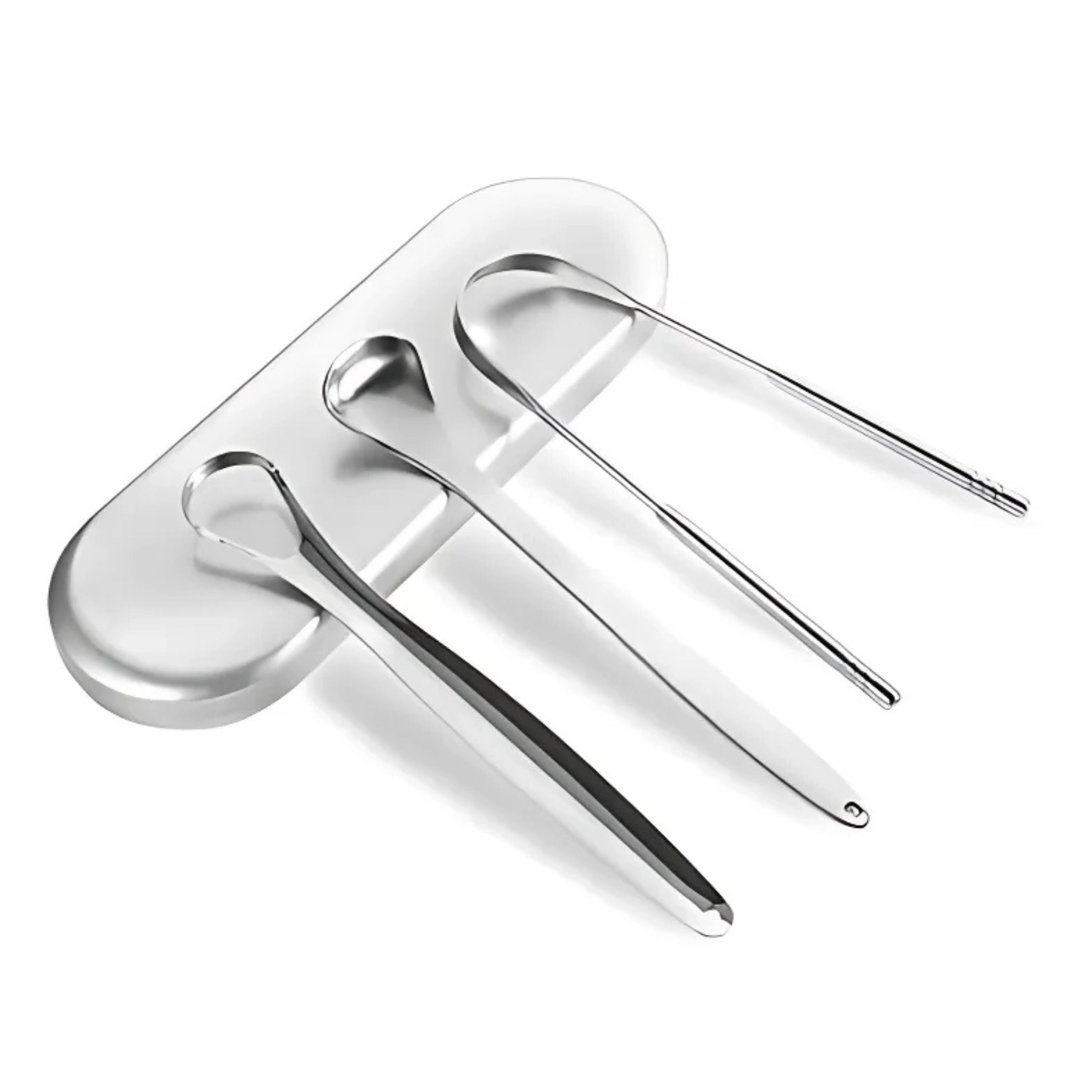 Kitcheniva 3 Pcs Stainless Steel Tongue Scraper With Storage Box Set