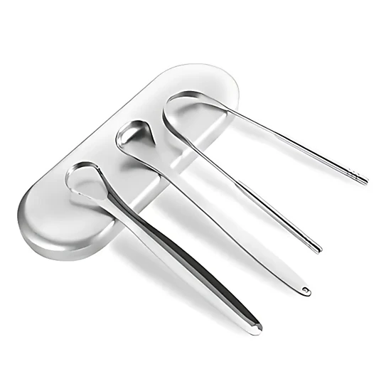 Kitcheniva 3 Pcs Stainless Steel Tongue Scraper With Storage Box Set