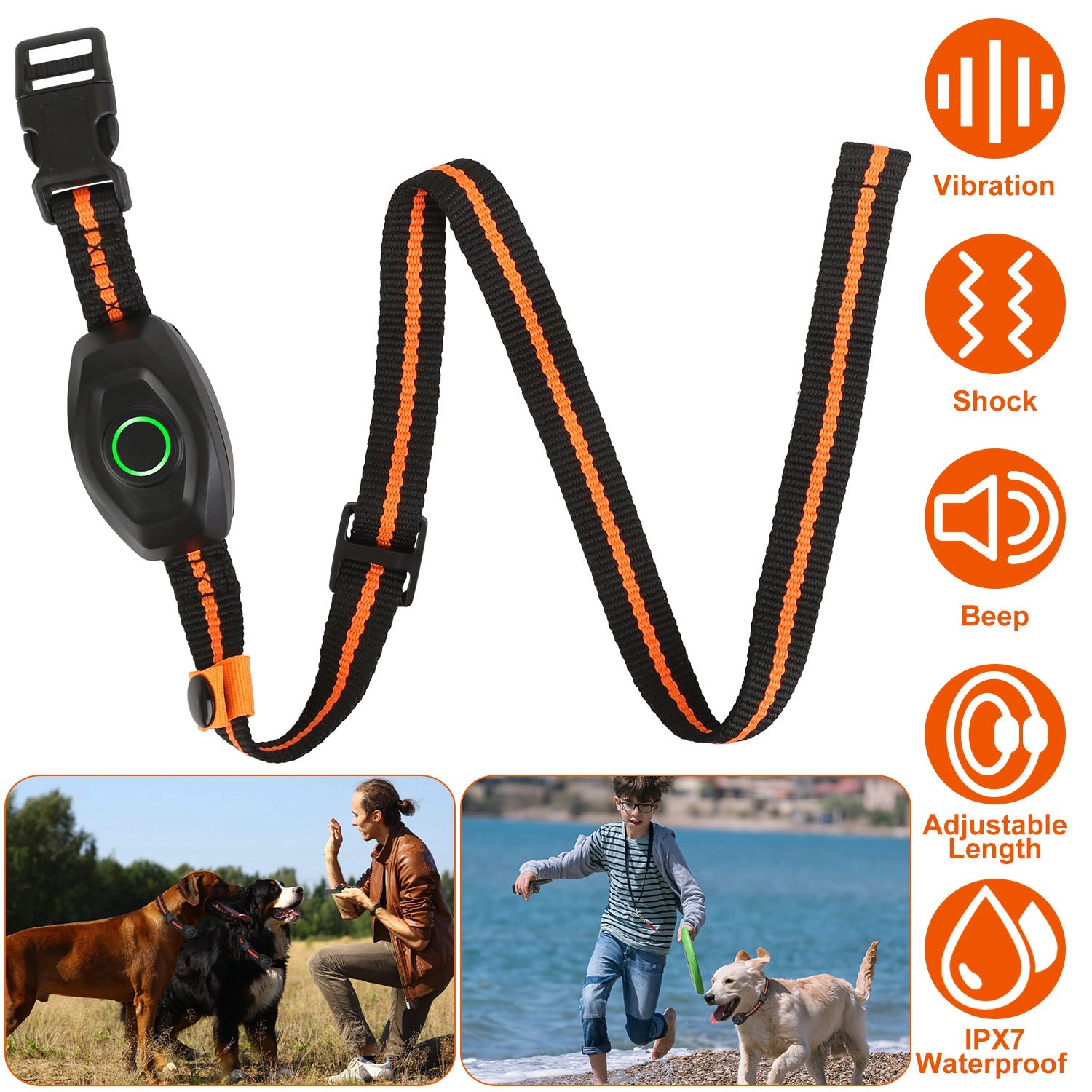 GBruno IPX7 Waterproof Rechargeable Dog Training Collar