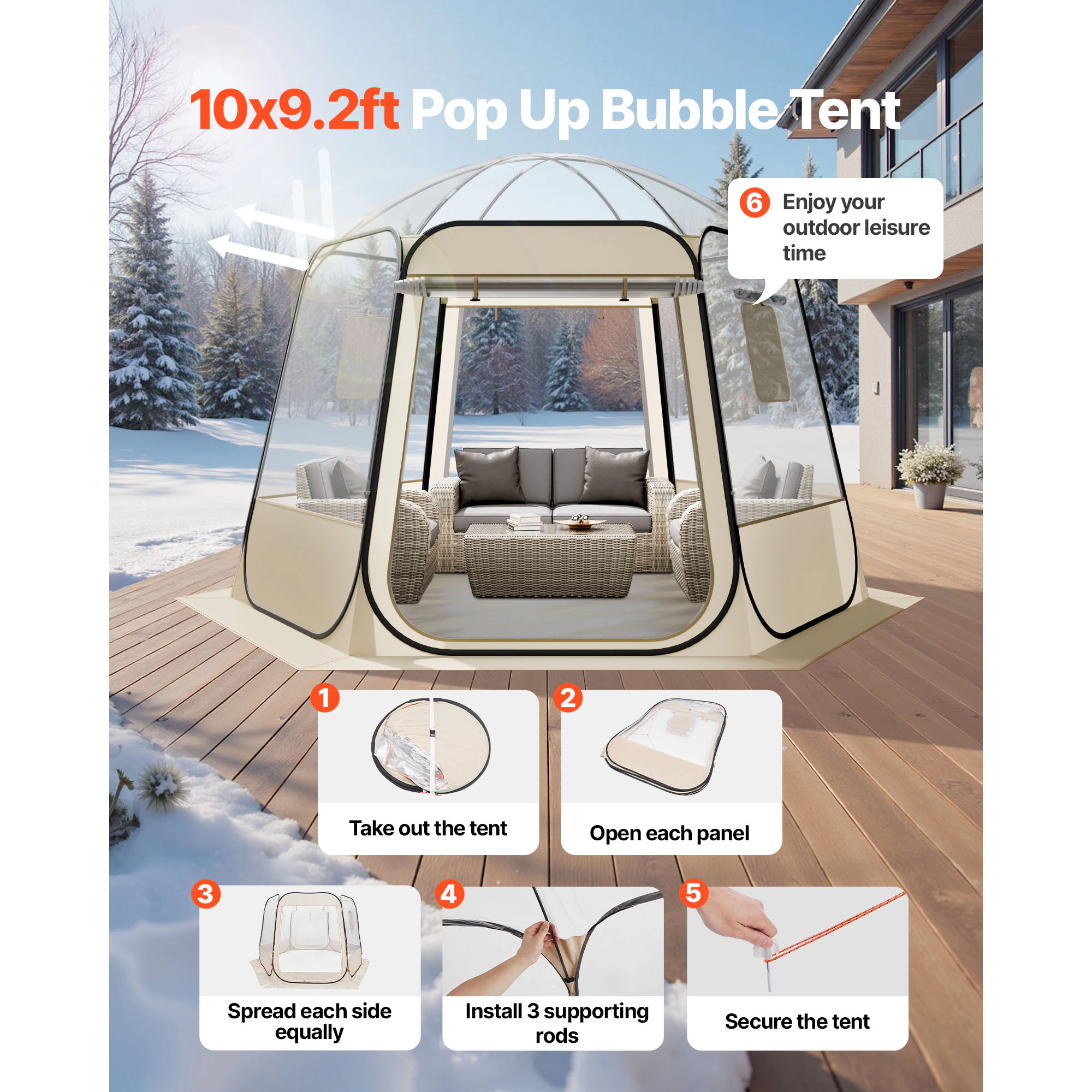 HONGGE Pop up Bubble Tent Waterproof & UV-Resistant Clear Camping Tent Shelter Outdoor Garden Dome Igloo Tents with