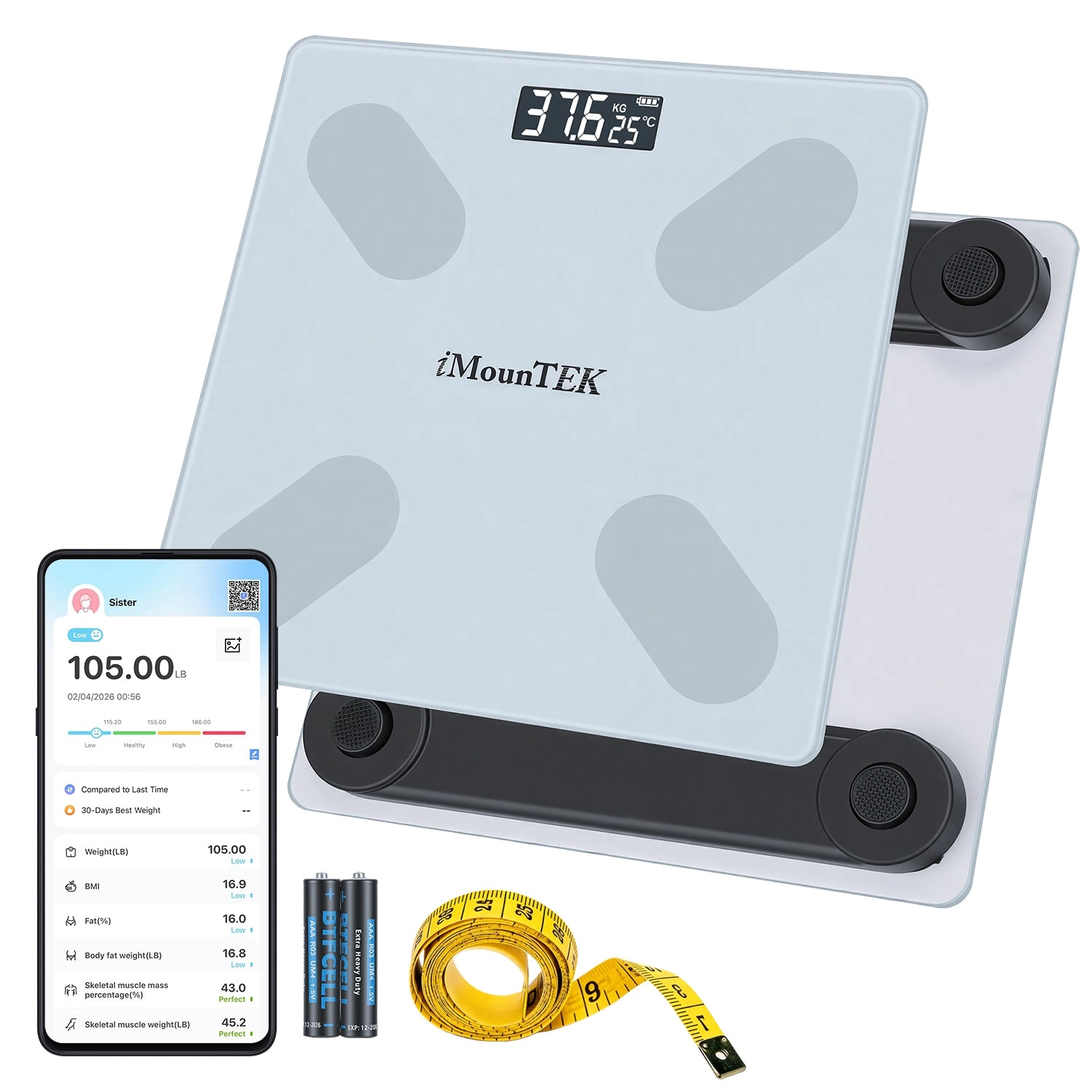 GBruno Smart Digital Body Weight Scale With App Sync