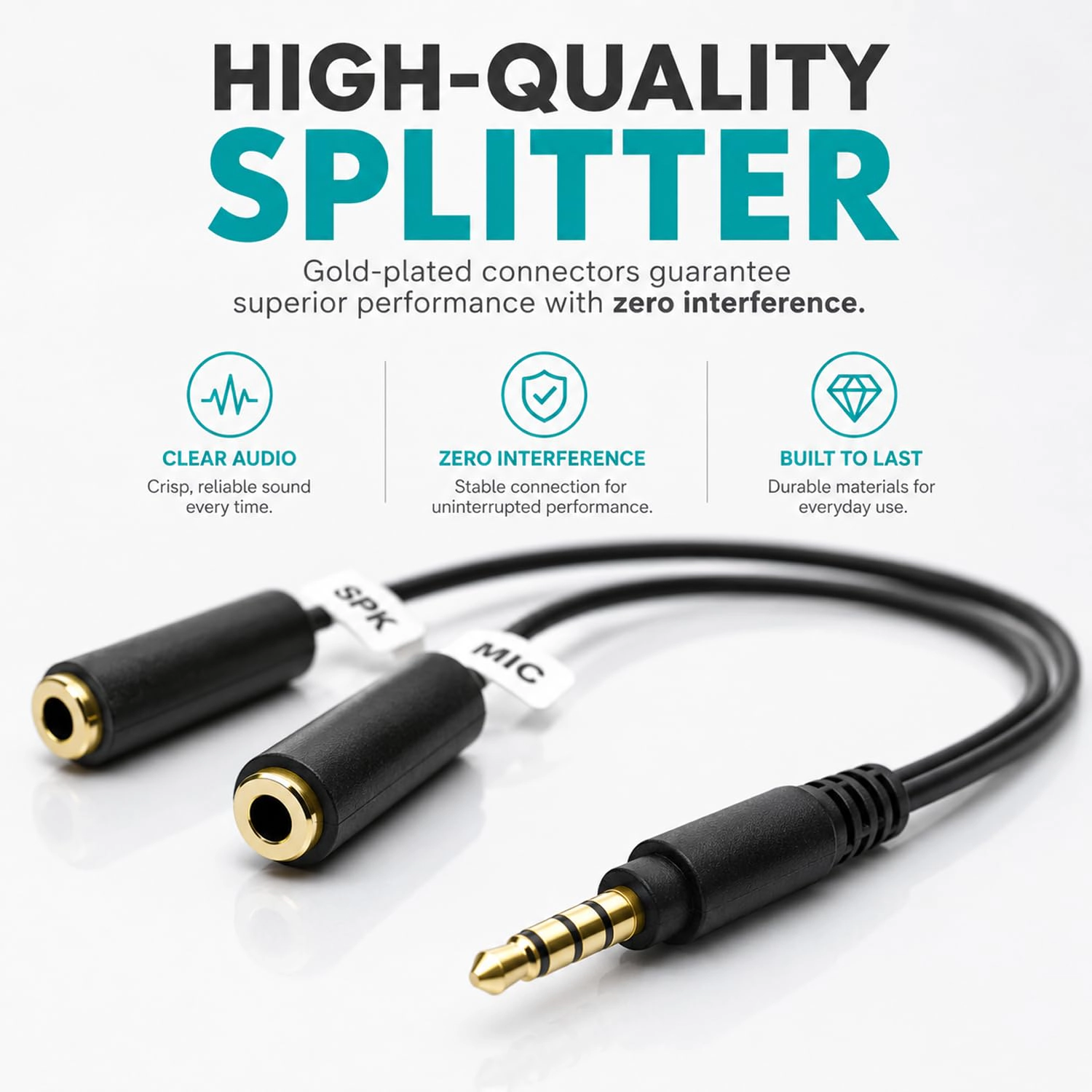 Movo TCB1 3.5mm TRS to TRRS Microphone Adapter for Smartphones – Mic Input with Headphone Monitoring Jack – Connect