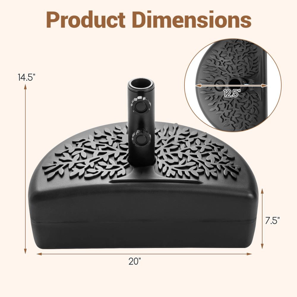 Hivvago 55 Lbs Half Round Patio Umbrella Base  For Deck Lawn Poolside