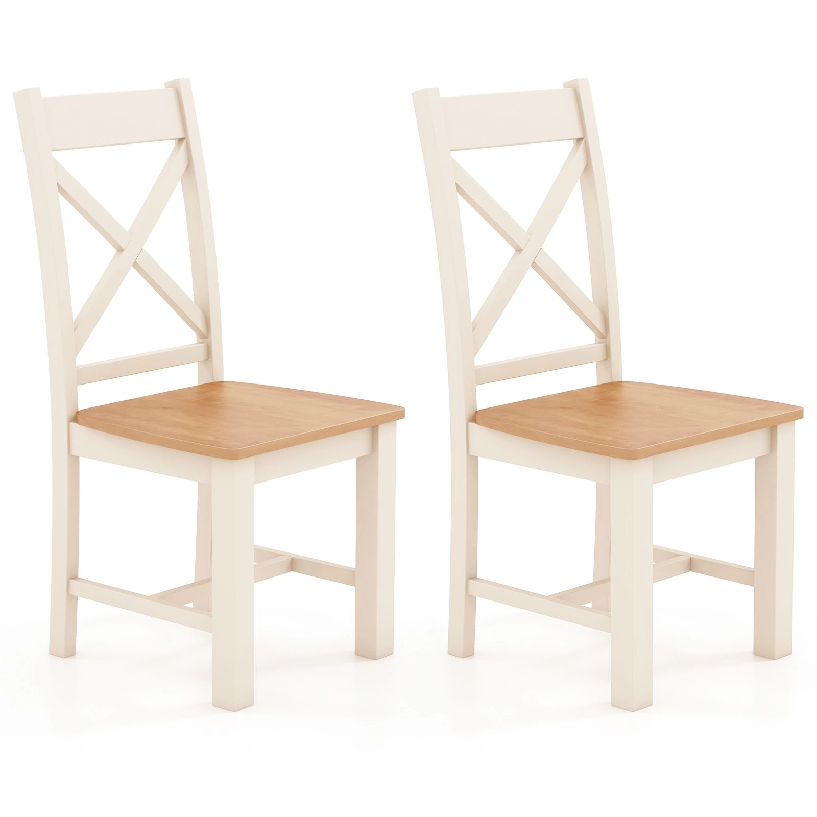SlickBlue Set of 2 Rubber Wood Dining Chairs High Back Side Chairs for Kitchen