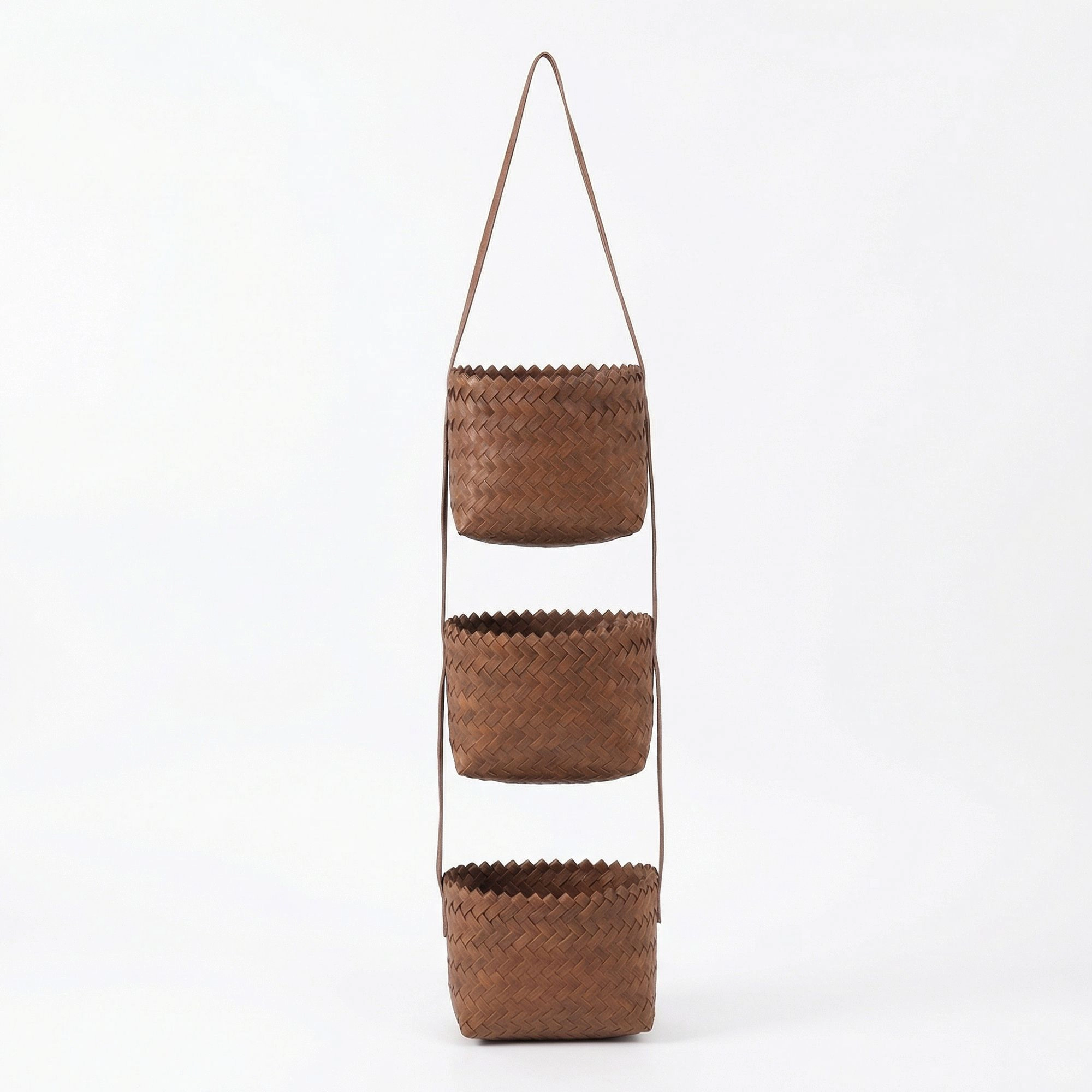 Alilang Unisex 3 Tier Hanging Wall Storage Basket Organizer Woven Style Vertical Storage for Bathroom Entryway