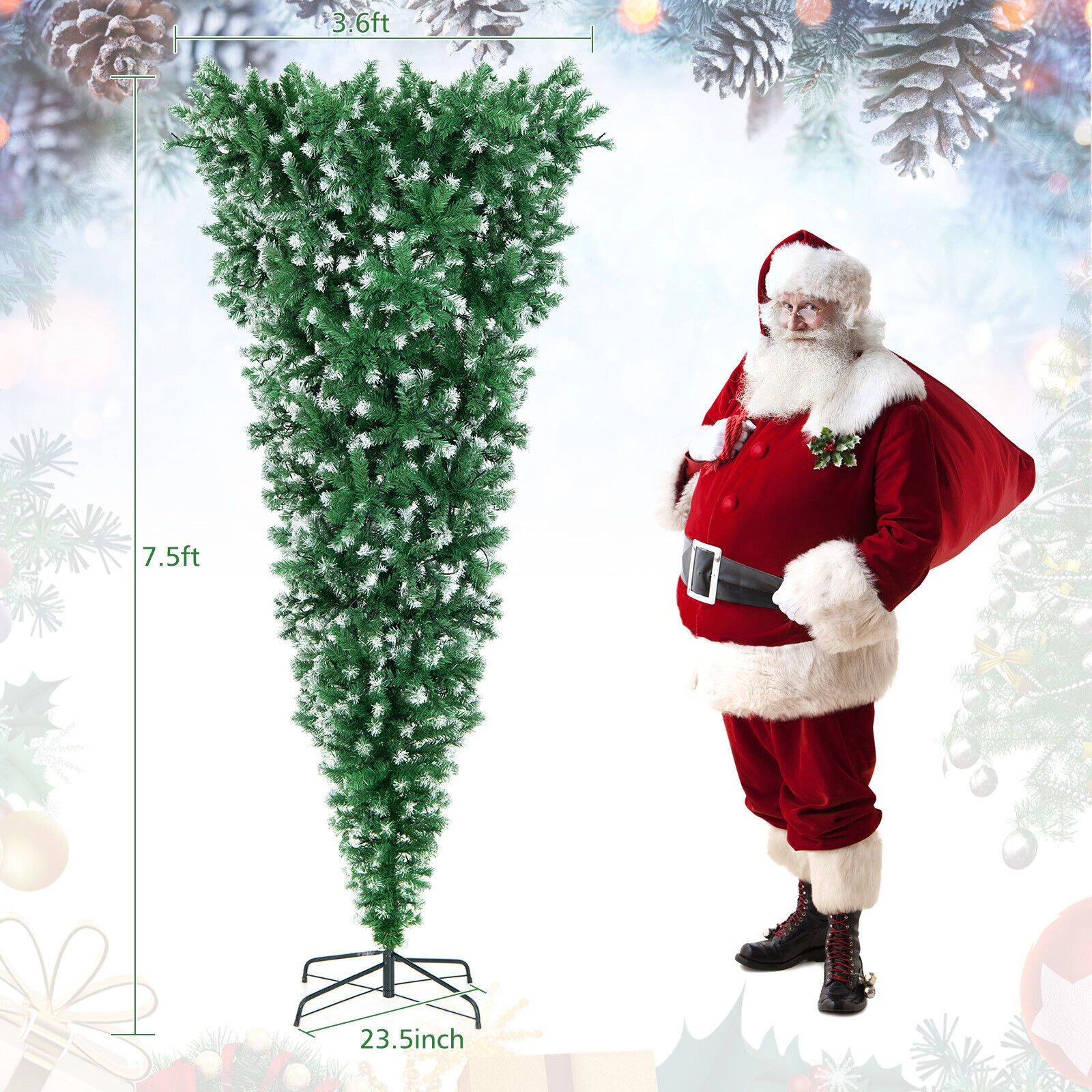 SlickBlue Pre-Lit Inverted Christmas Tree with 1100 Dense Branch Tips