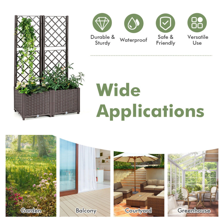 Hivvago Raised Garden Bed with Trellis Planter Box for Climbing Plants