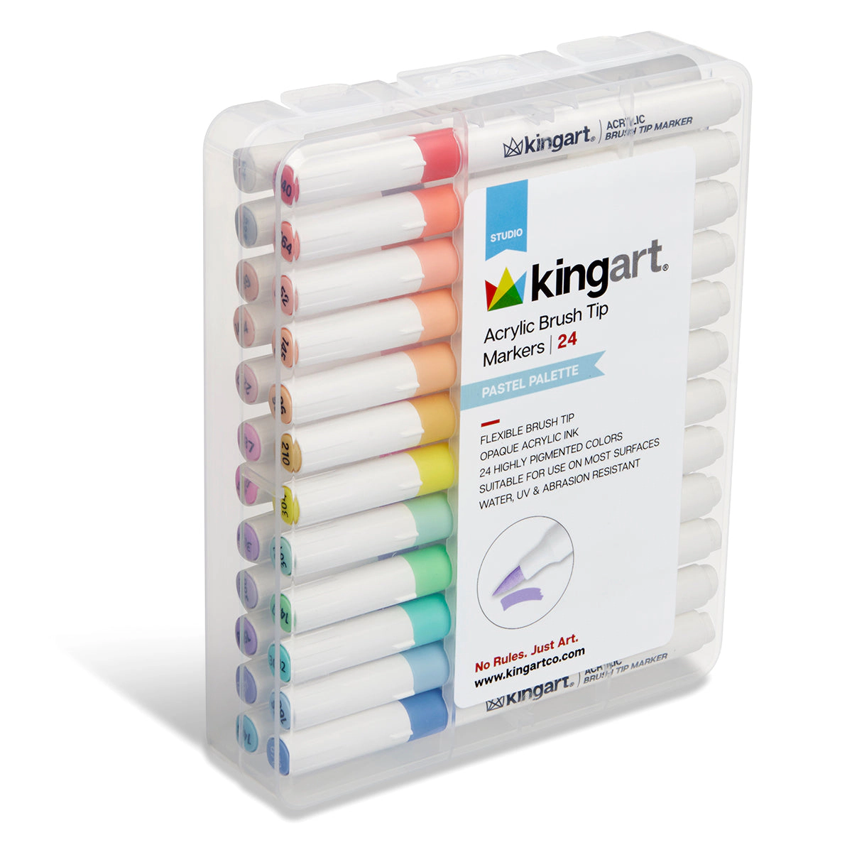 KINGART Pastel Acrylic Brush Tip Markers - Set of 24