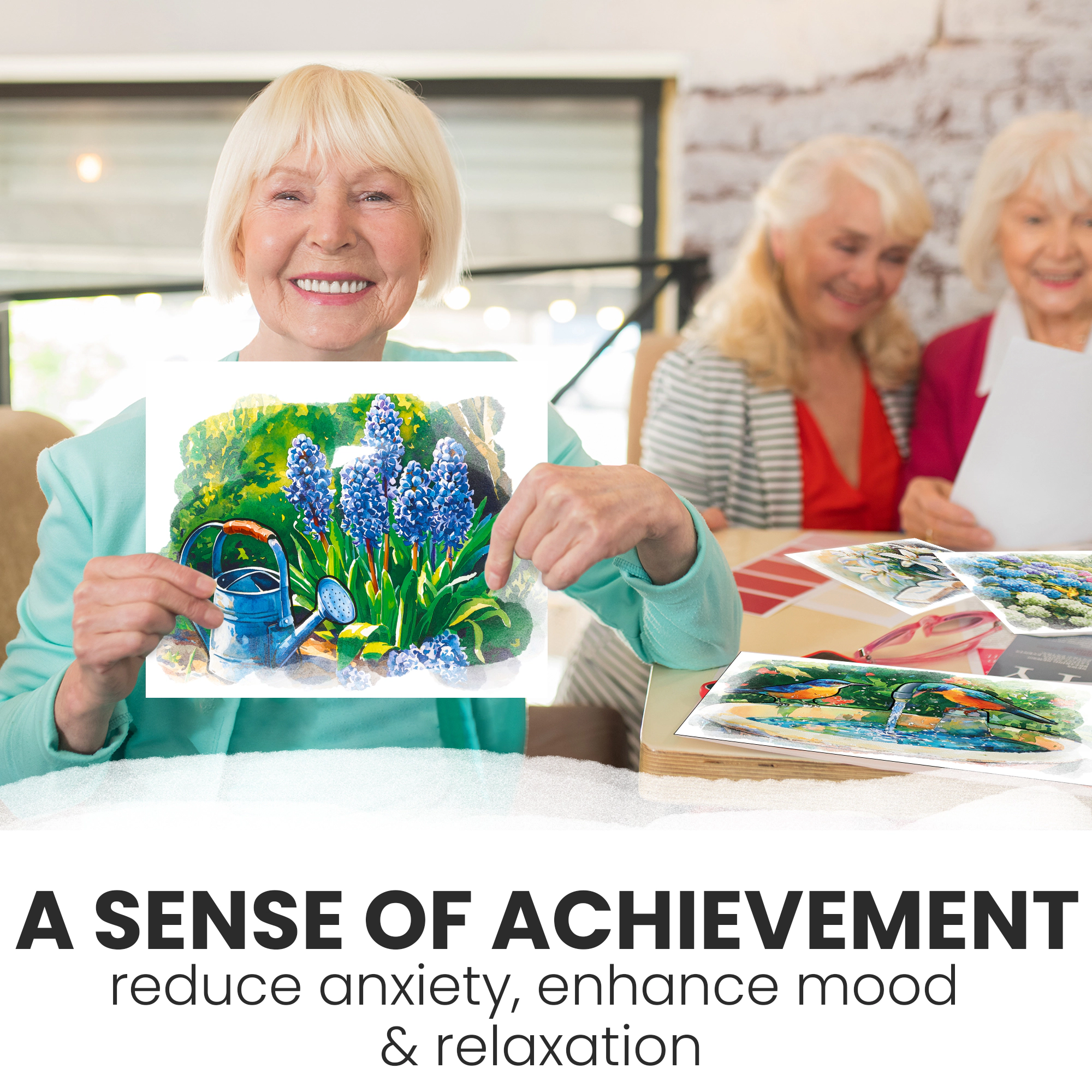 QUOKKA Dementia-Friendly Water Painting Kit for Seniors, 10 Reusable Themes, Cognitive Activities