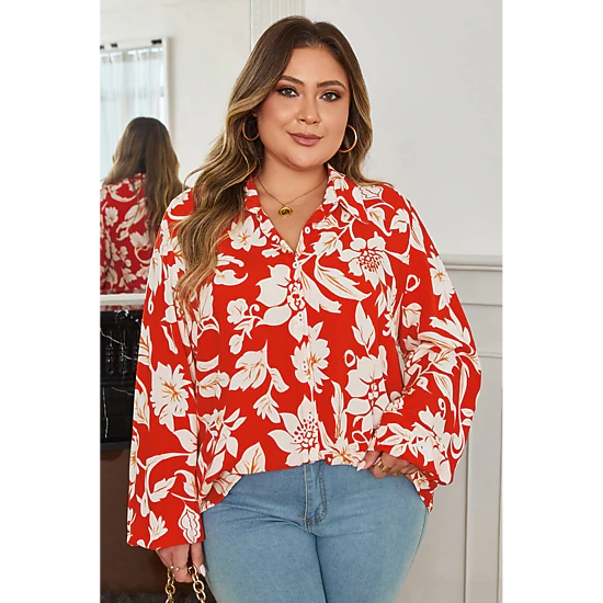 Threaded Pear Women's Shelby Print Loose Up PLUS Shirt
