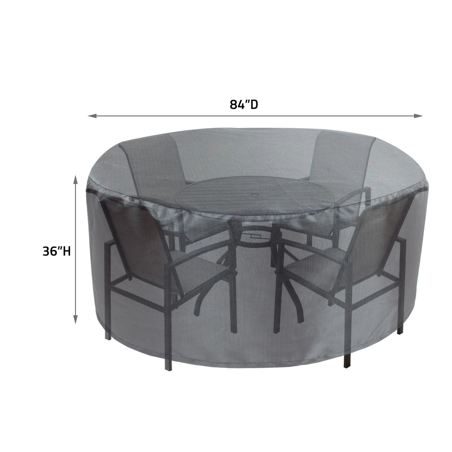 Summerset Shield Round/Square Table Chair Cover Ultimate Protection for Your Outdoor Furniture 48" - 84" x 36" Mercury