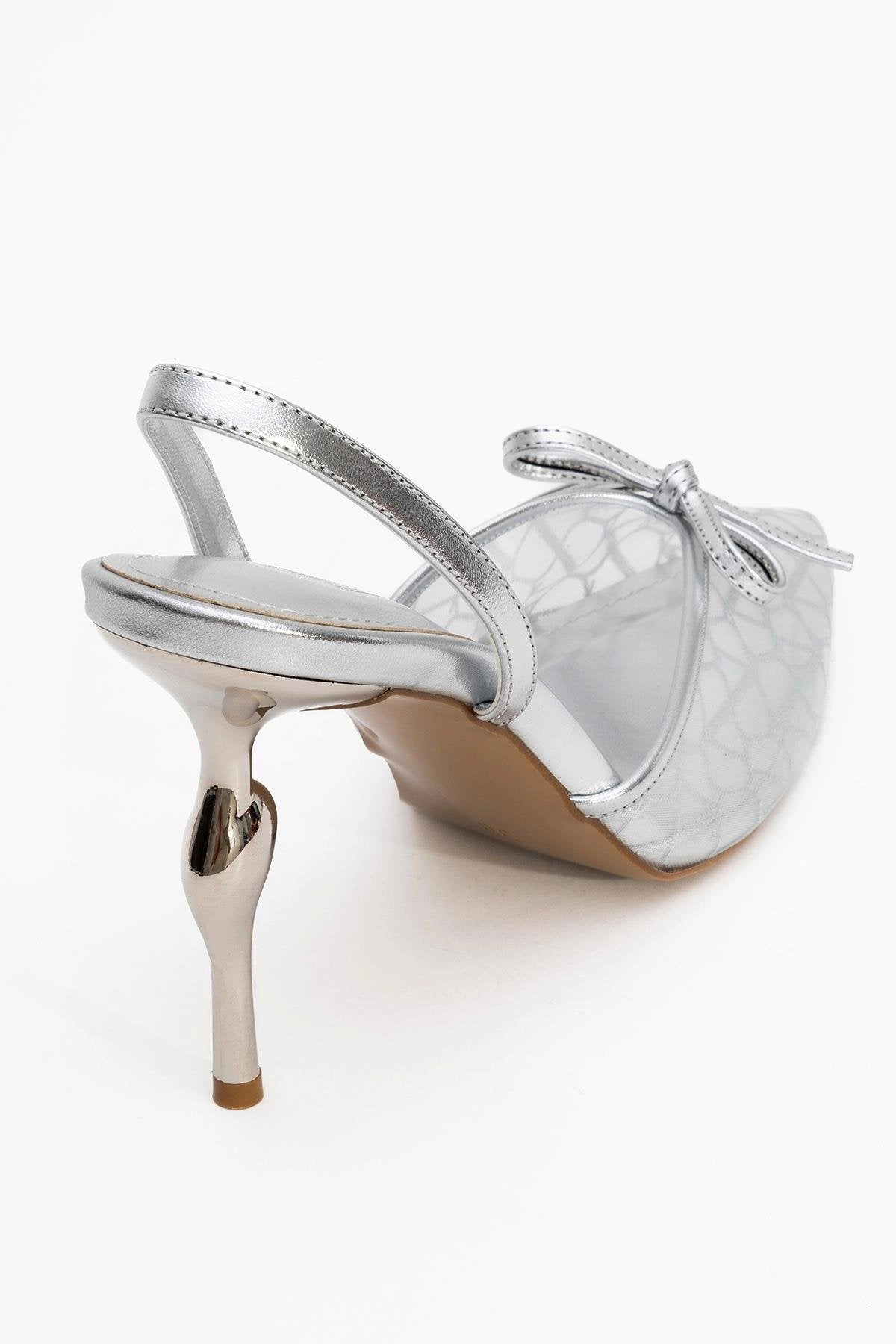 Prologue Shoes Womens Peony Mesh Bow Pointed Toe Pump