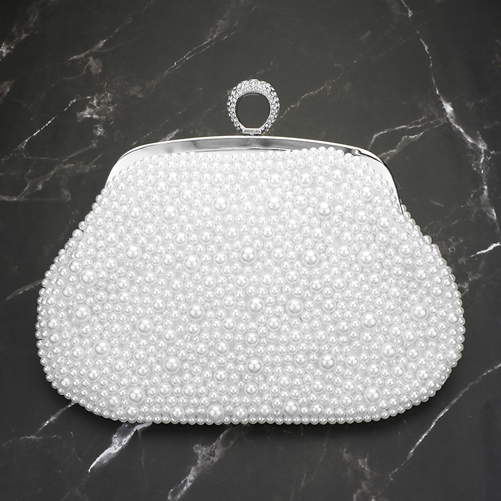 Fashnzfab Pearl Embellished Evening Clutch Bag / Crossbody Bag