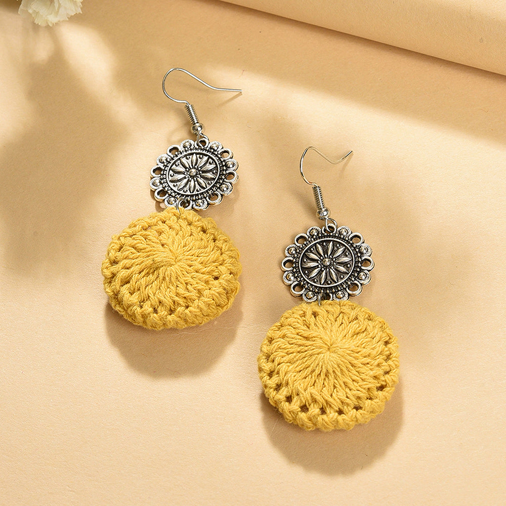 SOHI Women's Yellow Crochet Drop Earrings
