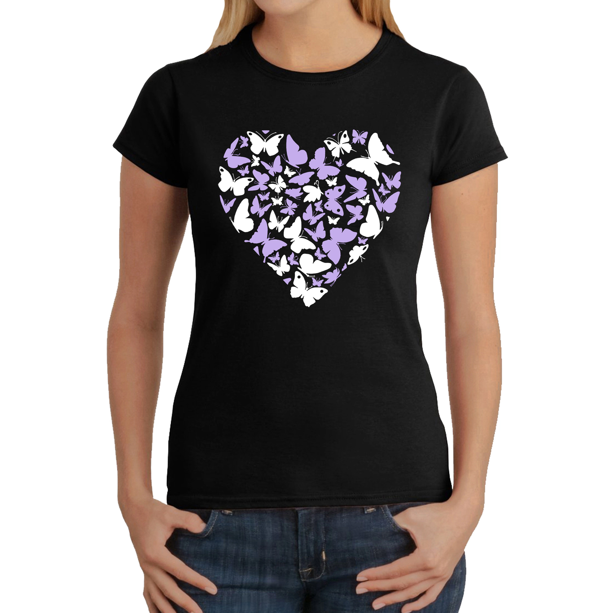 LA Pop Art Women's Word T-Shirt - Butterfly Heart