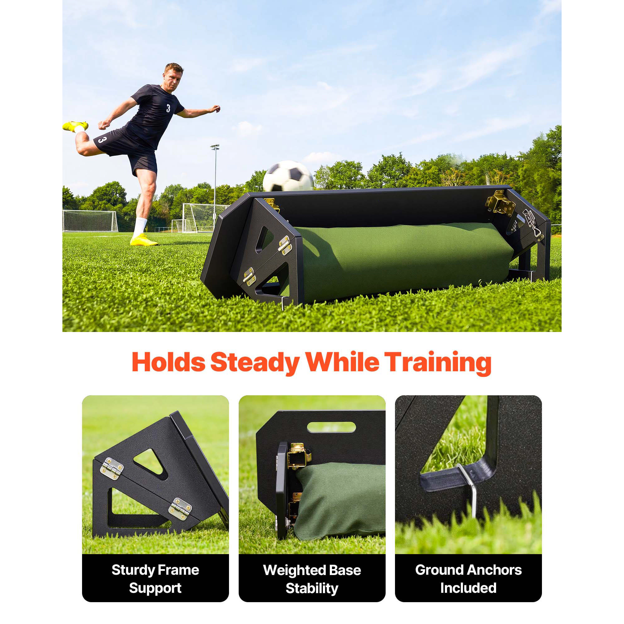 HONGGE Soccer Rebounder Board Portable Soccer Wall with 2 Angles Rebound Foldable HDPE Kickback Rebound Board Soccer