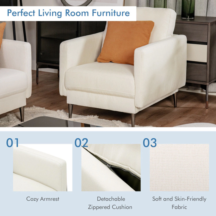 Hivvago Contemporary Fabric Accent Chair with Detachable Back Cushion