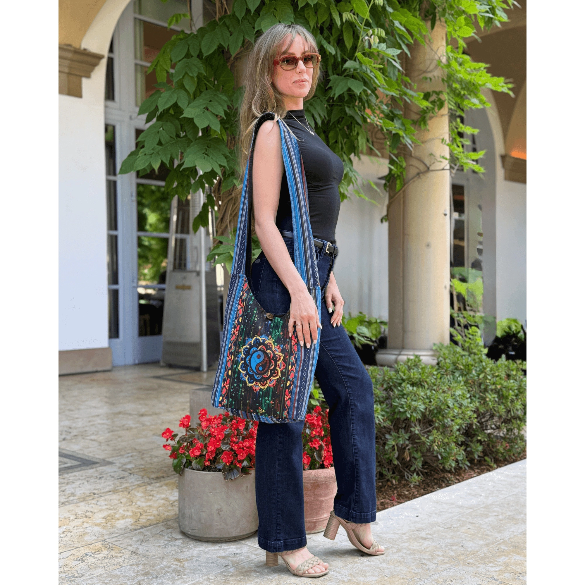 Kathmandu Collection Womens Yin Yang Print Hobo Bag