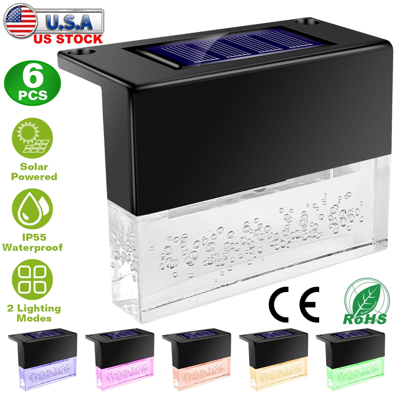 GBruno Solar Acrylic Deck Lights 6-Pack