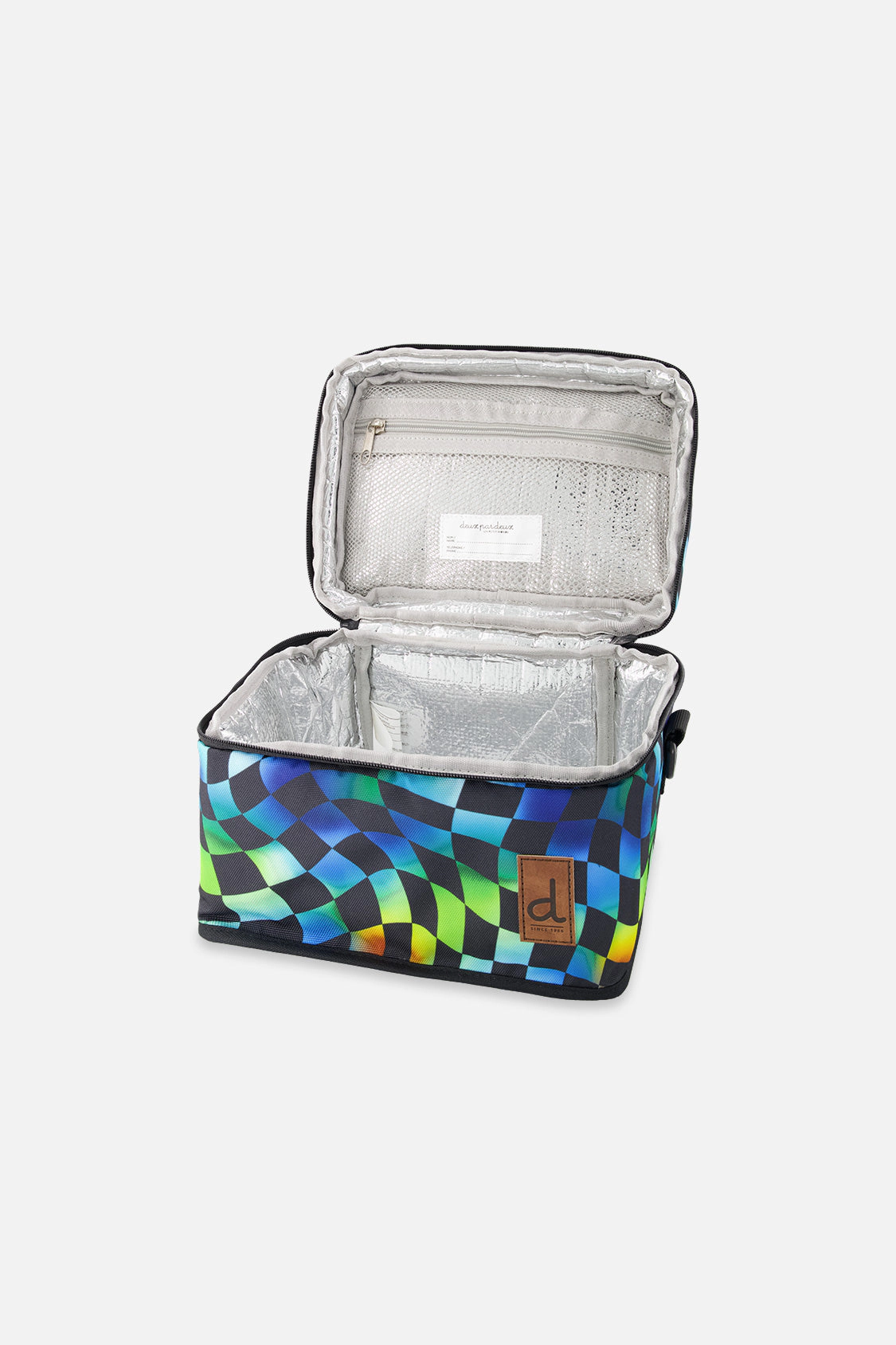 Deux par Deux Boys Insulated Checkered Print Lunch Box with Removable Shoulder Strap