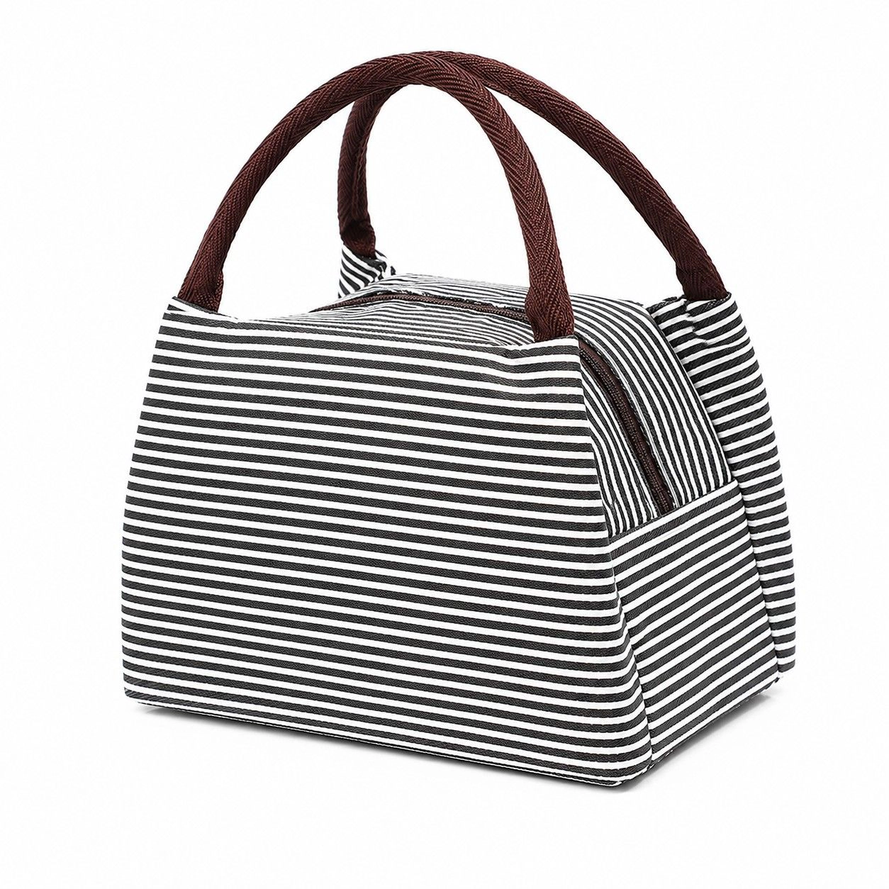 Alilang Women's Insulated Striped Lunch Bag Reusable Soft Cooler Tote for Work School Picnic, BLue Stripe