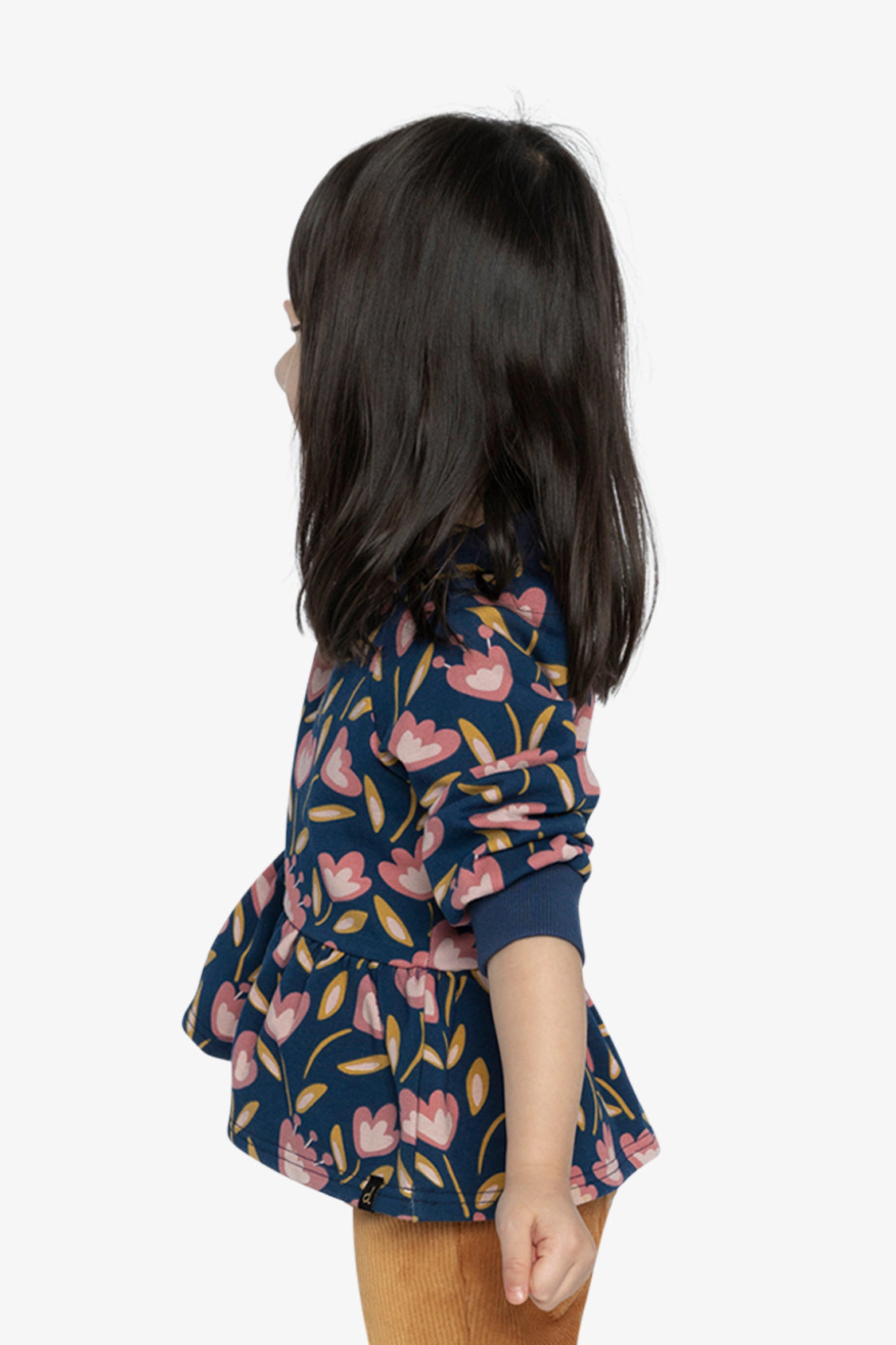 Deux par Girls Tulip Print Peplum French Terry Top