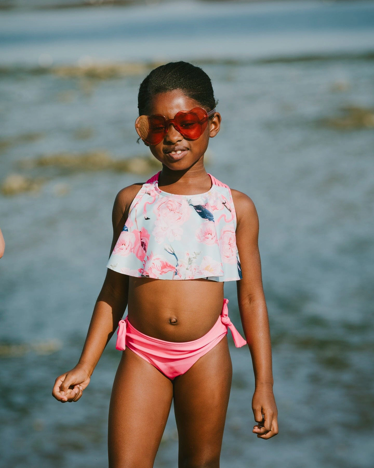 Deux par Girls Flamingo Print Top and Bottom Two-Piece Swimsuit