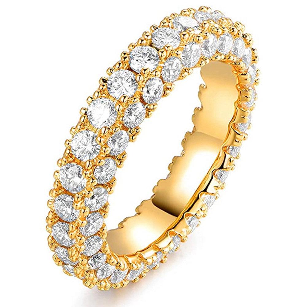 Womens 3 Row Eternity Ring Wedding Band Cubic Zirconia