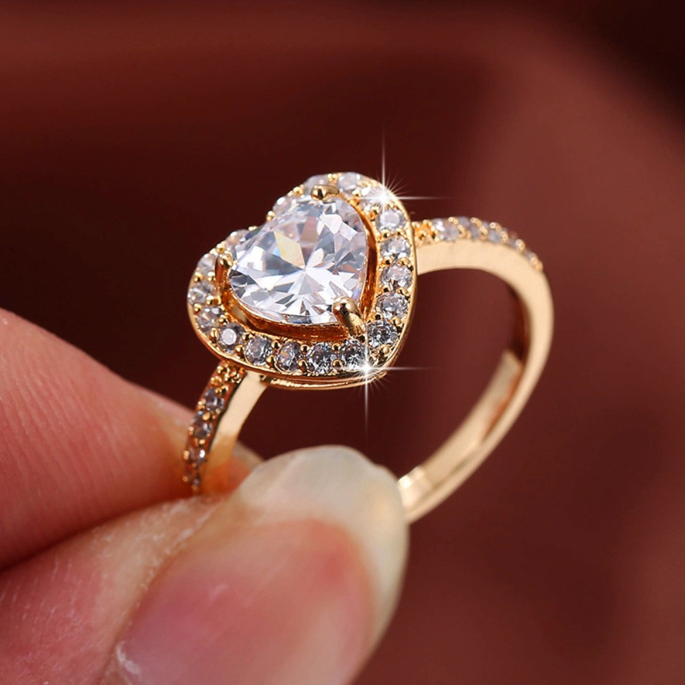 Delicate Heart Love Rings for Women Romantic Proposal Jewelry